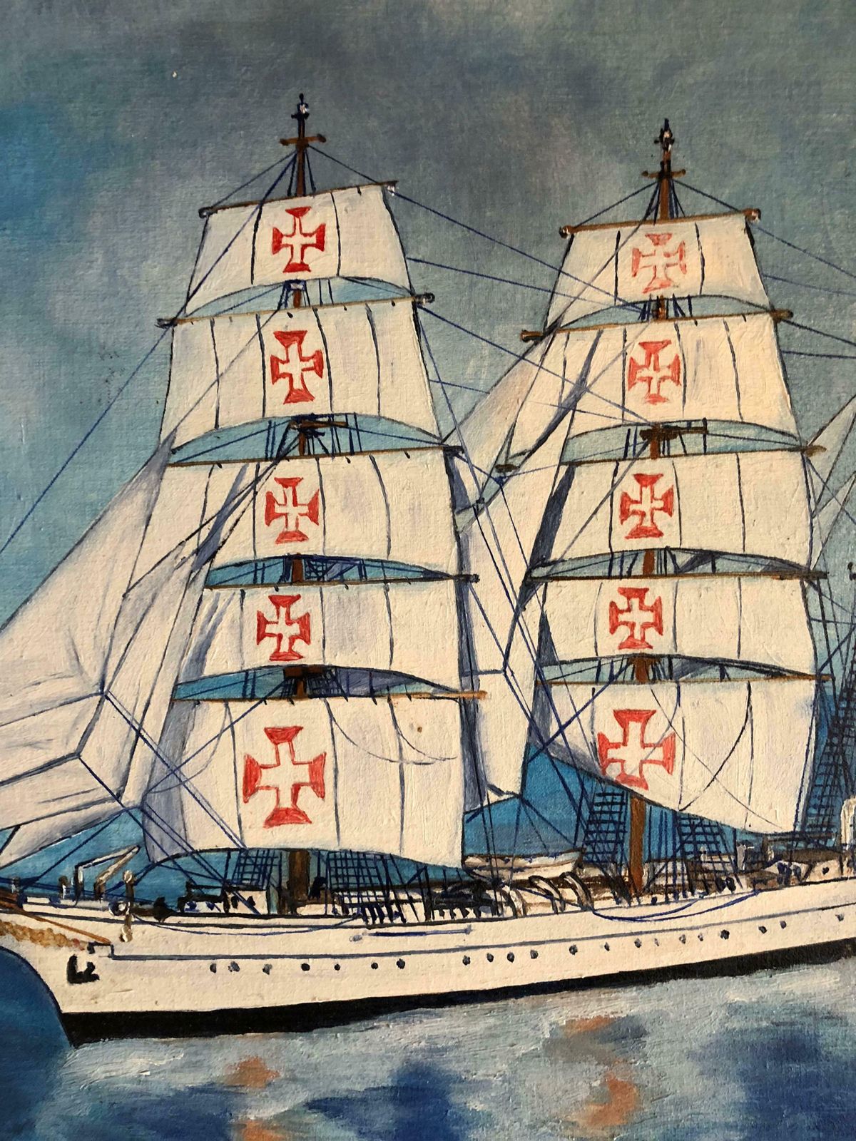 Louis Letouchesagres Ship Portrait Signed Oil Paintingc. 1983 photo Art
