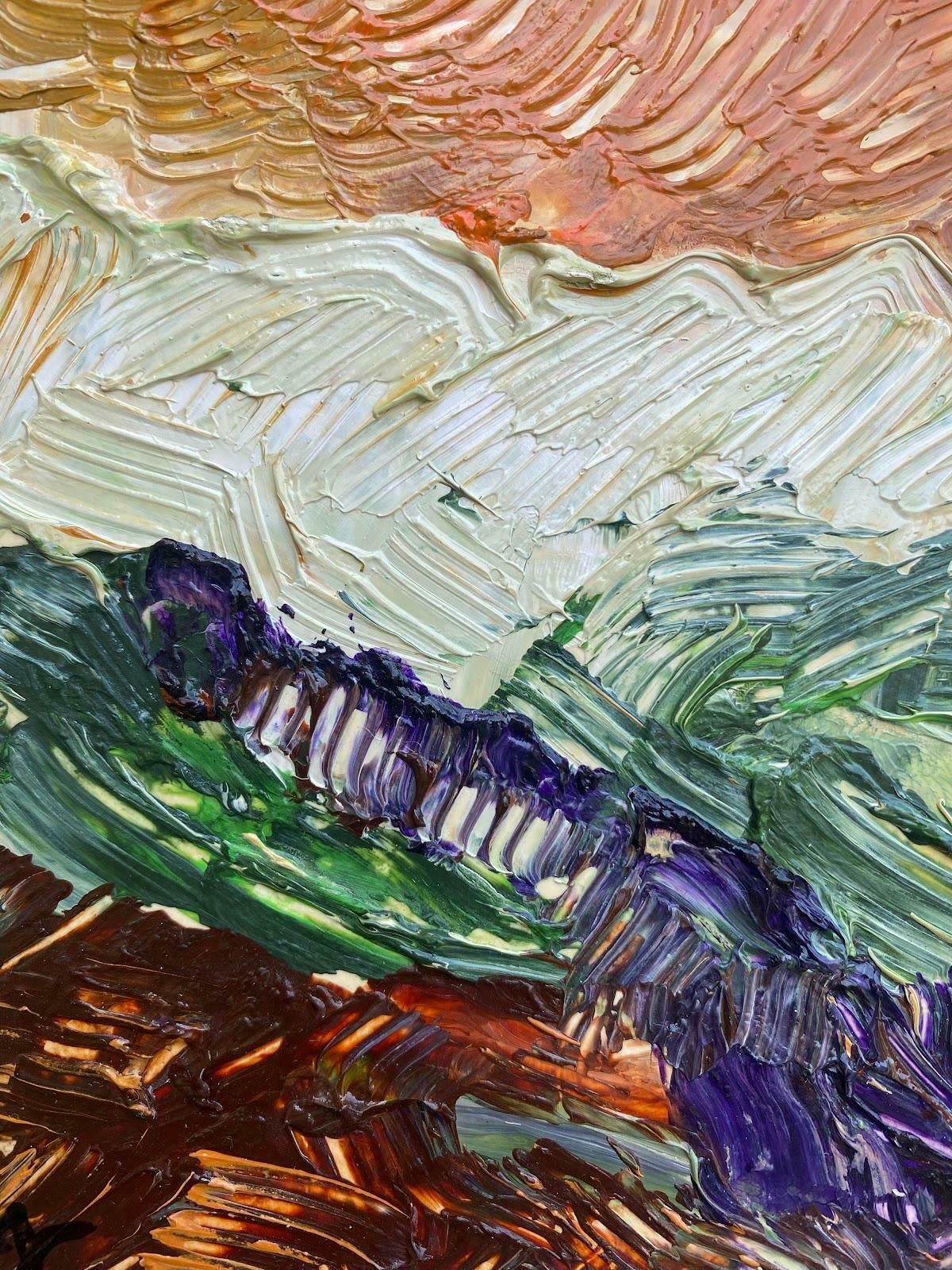 Maggy Claryssemoody French Impressionist Oil Painting With Orange And Brown Abstractc.2000 photo furniture
