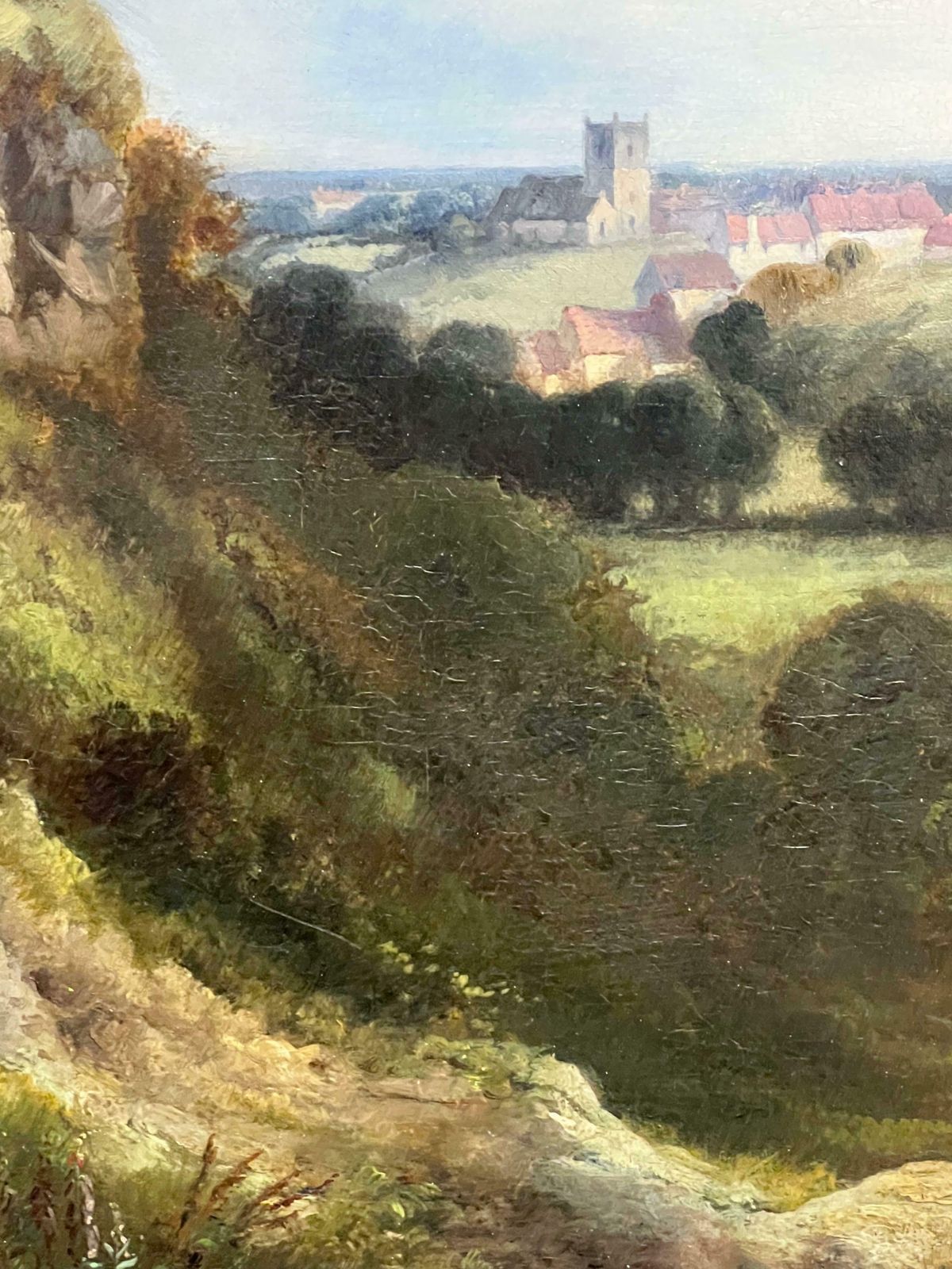 George Alexander (British, 1832 1913)very Large Victorian English Circular Oil Painting Kirkeneaton, Nr Pontefract1855 photo buy