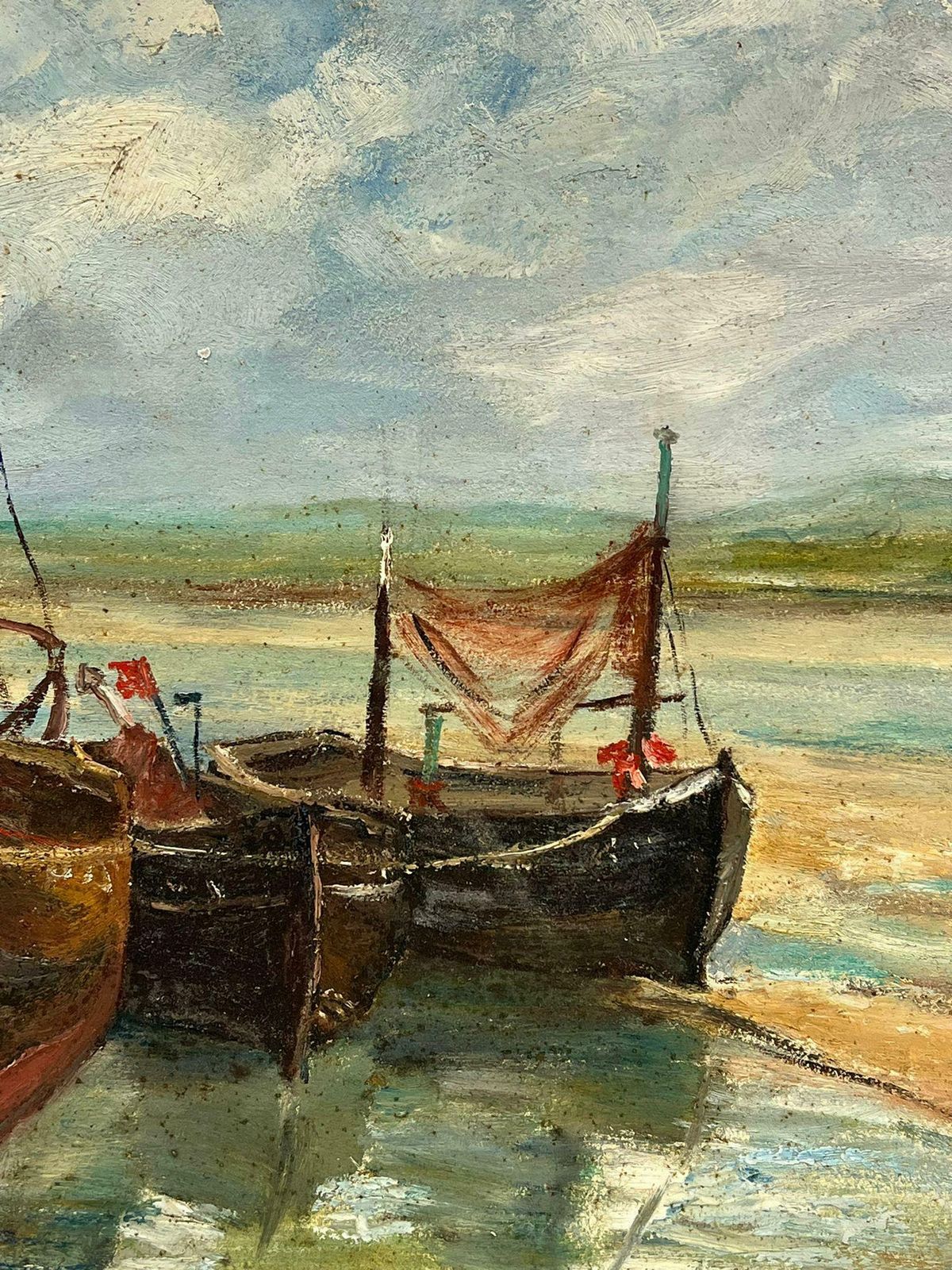 Simone Forge1930's French Impressionist Oil Fishing Boats Beached In Estuary1930's photo Art