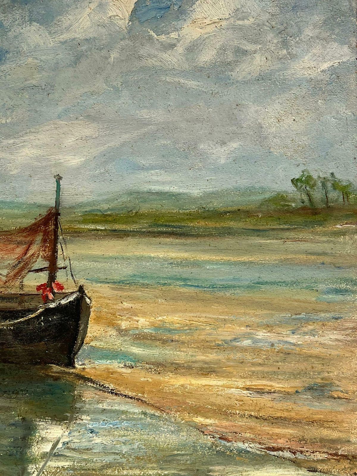 Simone Forge1930's French Impressionist Oil Fishing Boats Beached In Estuary1930's photo 789.0