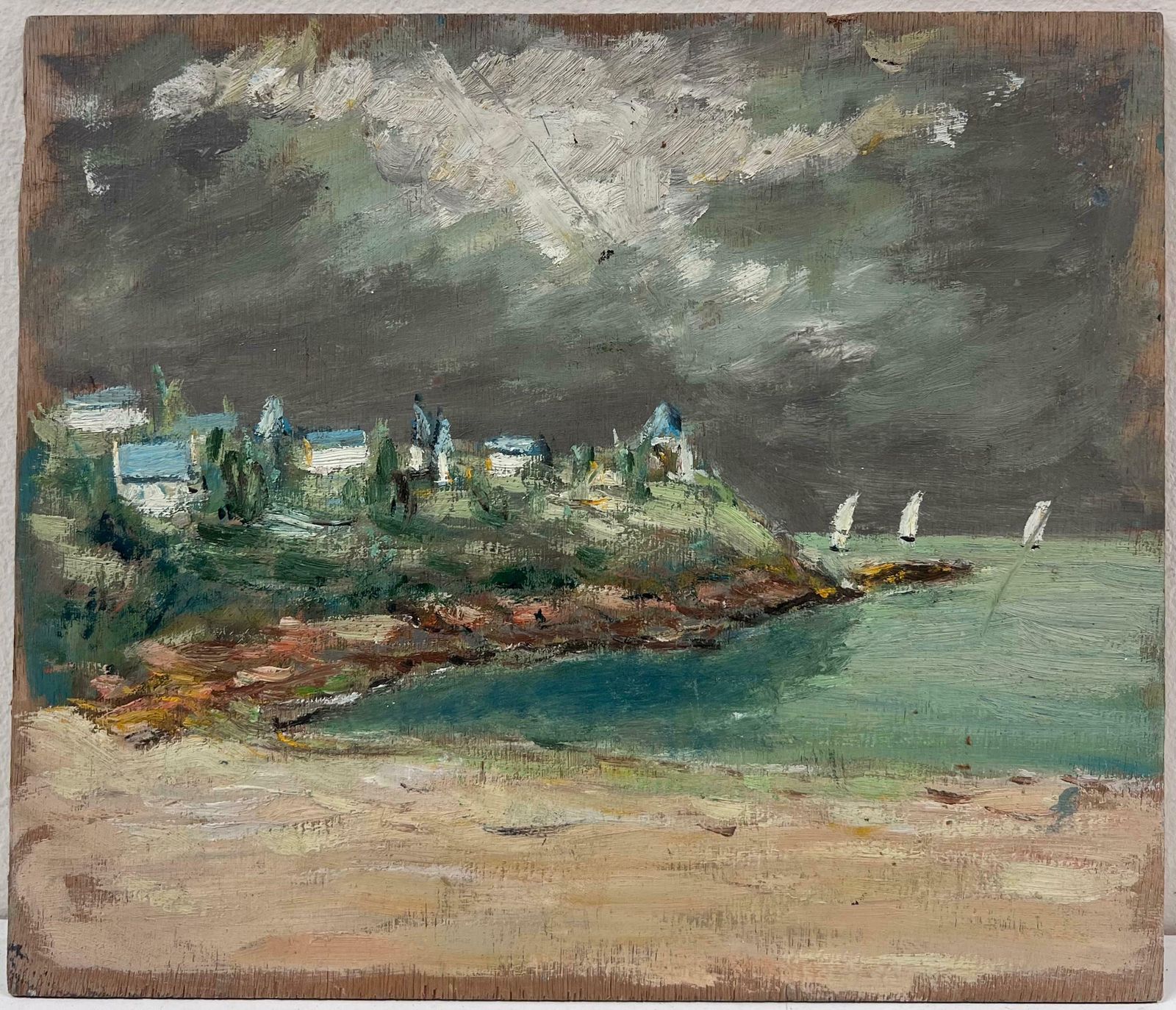Fanch Lelsailboats On Calm Waters With Lush Forest Backdrop Under A Bright Sky20th Century photo vinterior