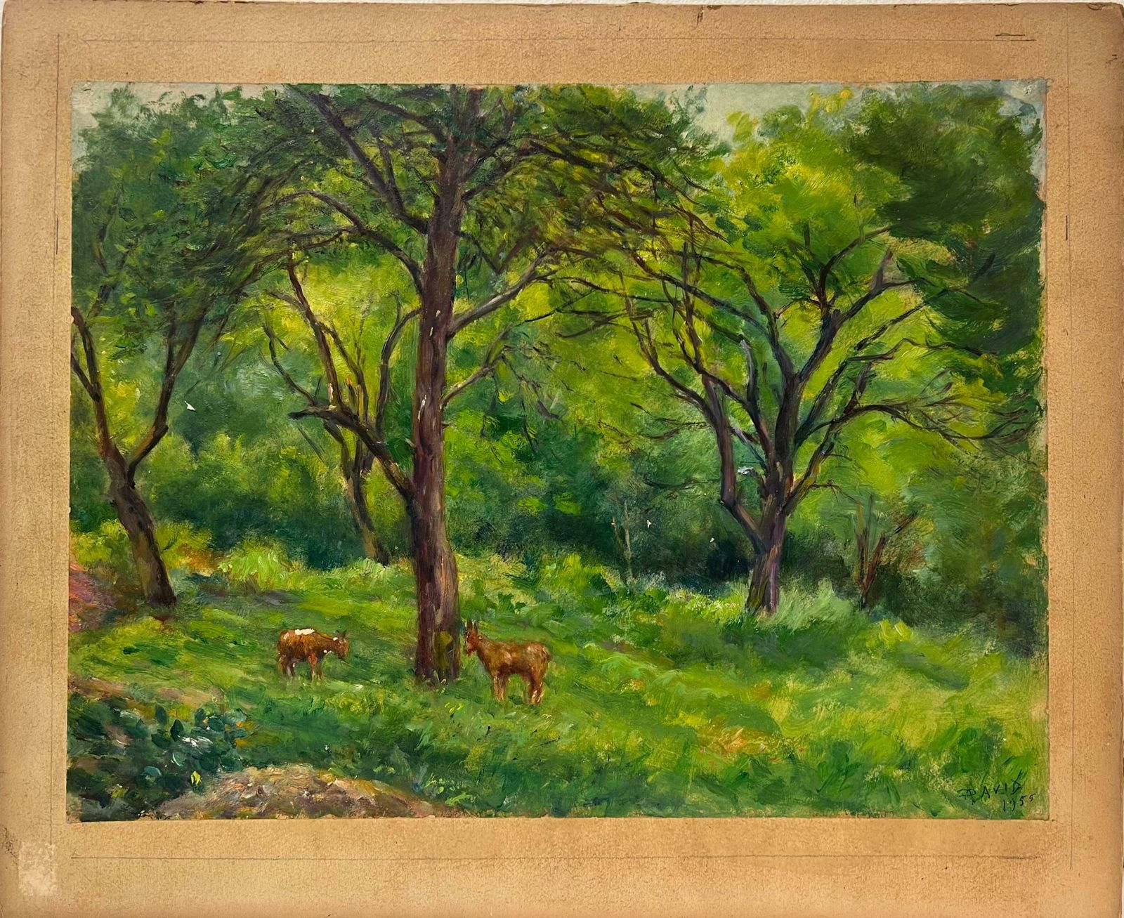Regine Davidpeaceful Woodland Scene With Grazing Deer Amidst Verdant Trees Forest Landscape1950's photo furniture