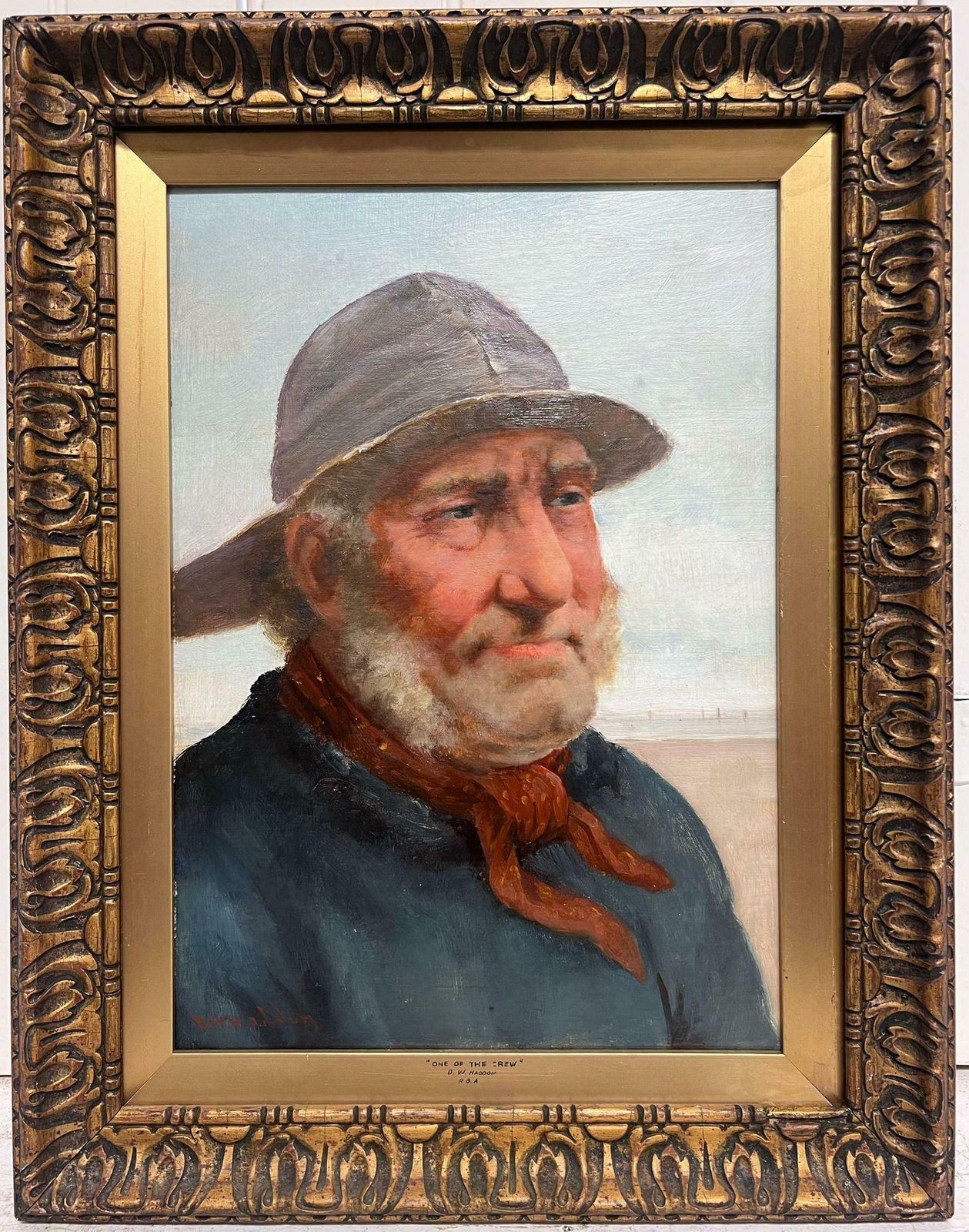 David W. Haddonthe Cornish Fisherman Antique English Signed Oil Painting Portrait Of Sea Man
