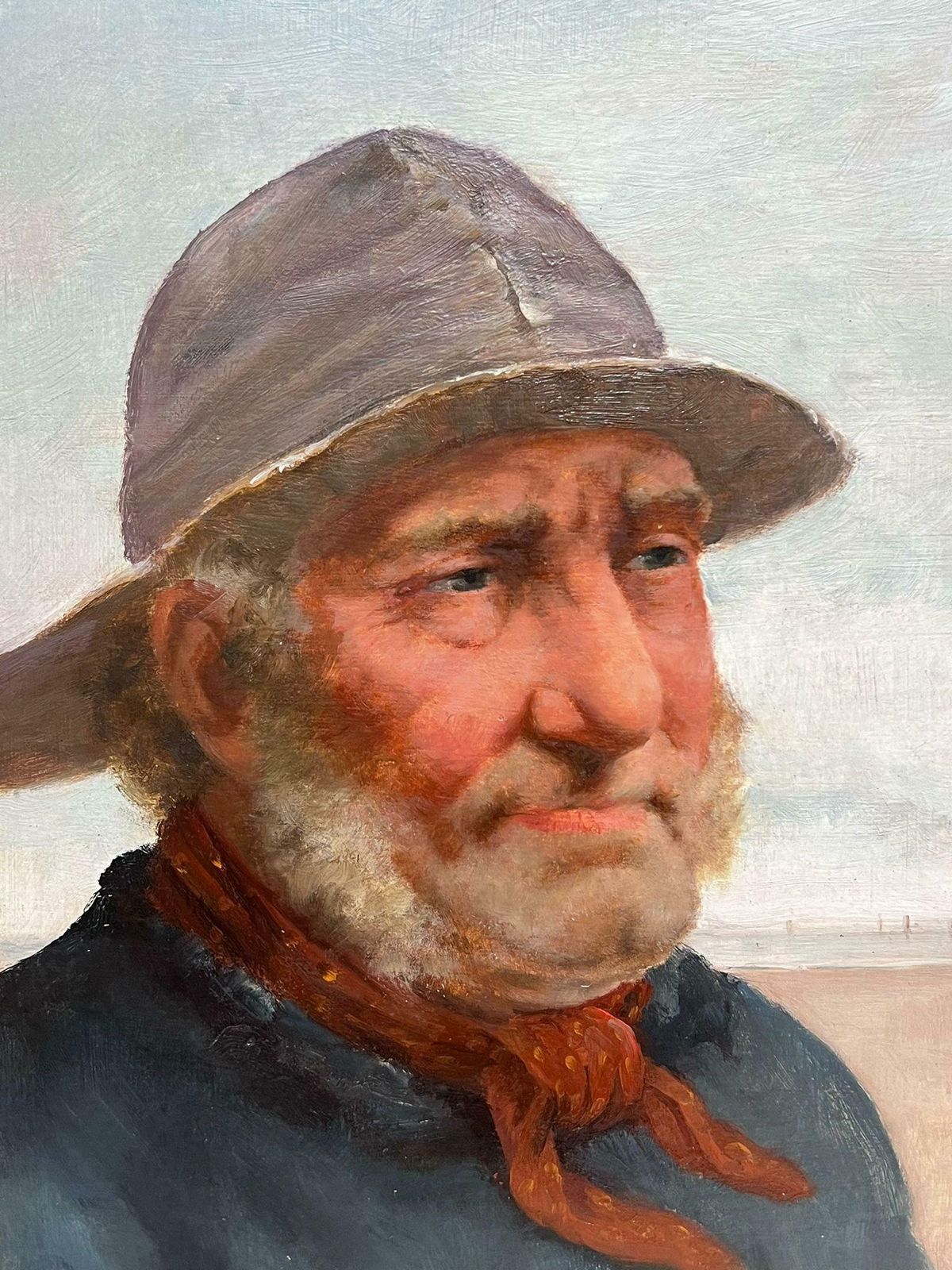 David W. Haddonthe Cornish Fisherman Antique English Signed Oil Painting Portrait Of Sea Man photo buy