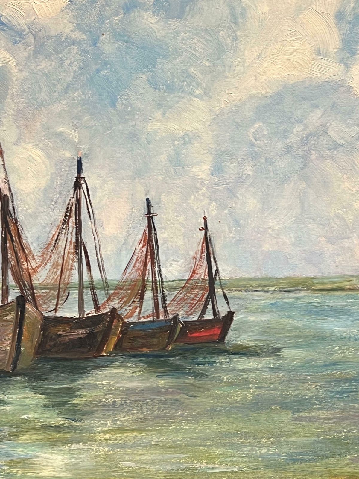 Simone Forge1950's French Impressionist Fishing Boats Moored Harbour Estuary photo for sale