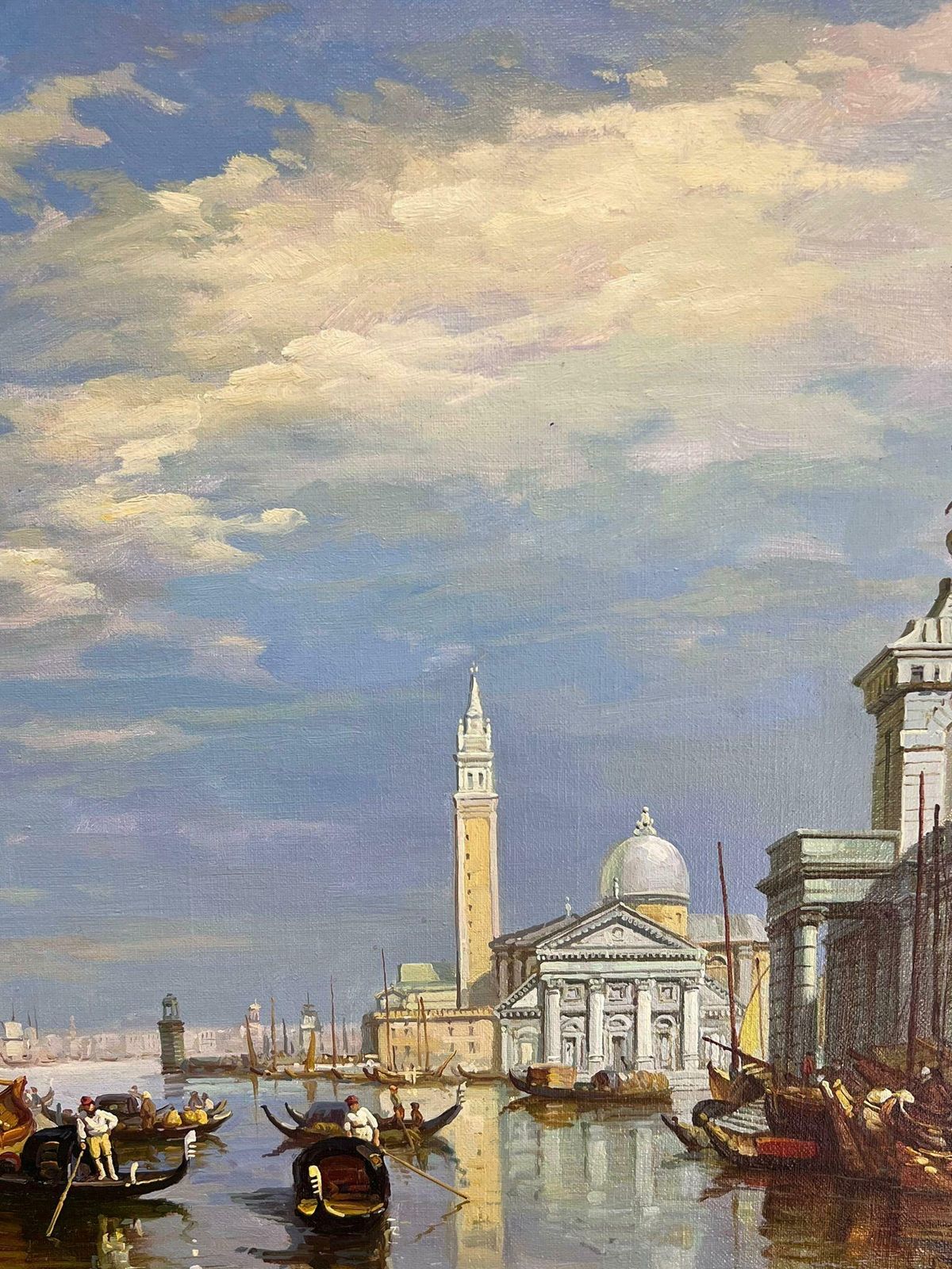 photo furniture English Artistbustling Sunlit Venice With Gondolas And Sailboats Scenic Classical Oil Painting