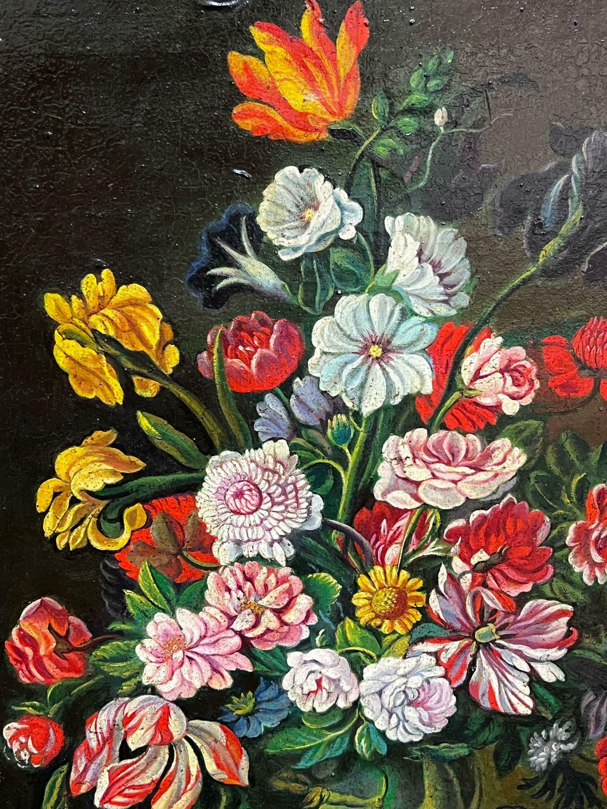 Miguel Canals Studiofine Spanish Old Master Style Oil Painting Flowers In Ornate Vase20th Century photo for sale