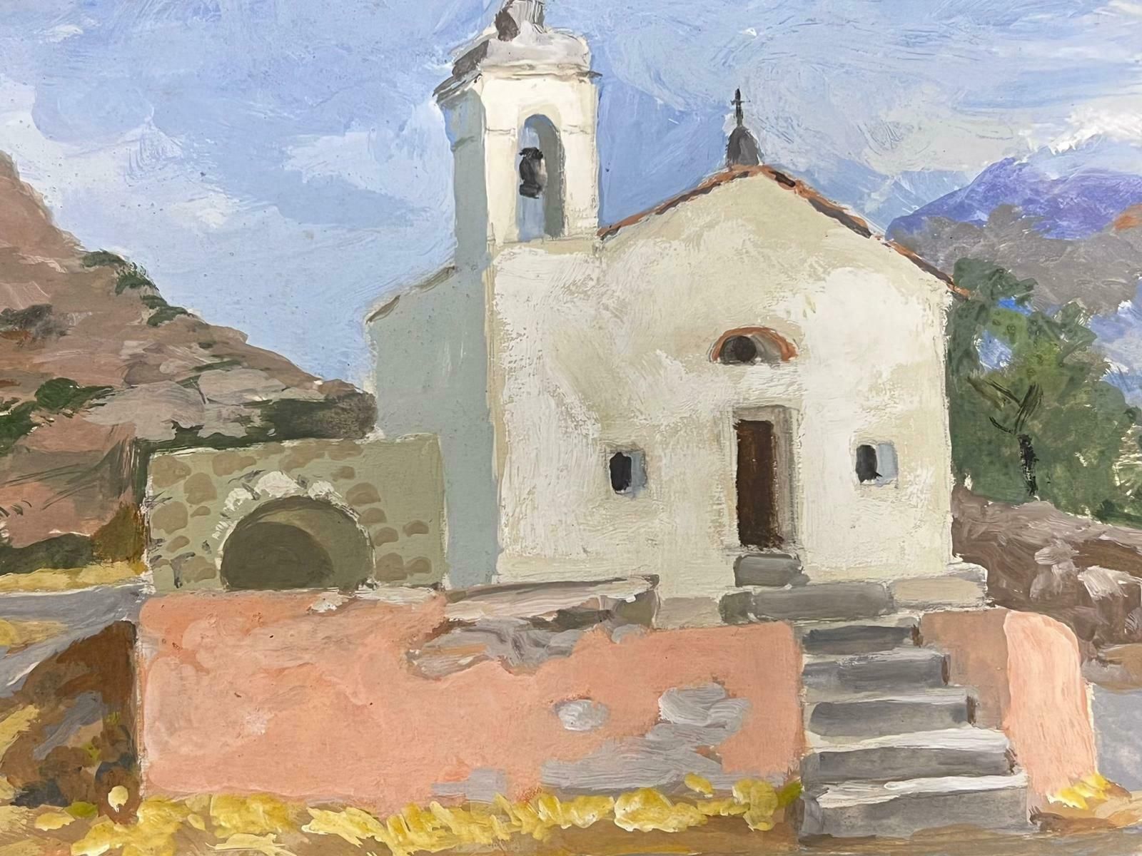 Louise Alix1930's Italian Southern Old Church Memorial In Landscape By Female French Artist1940's photo Art