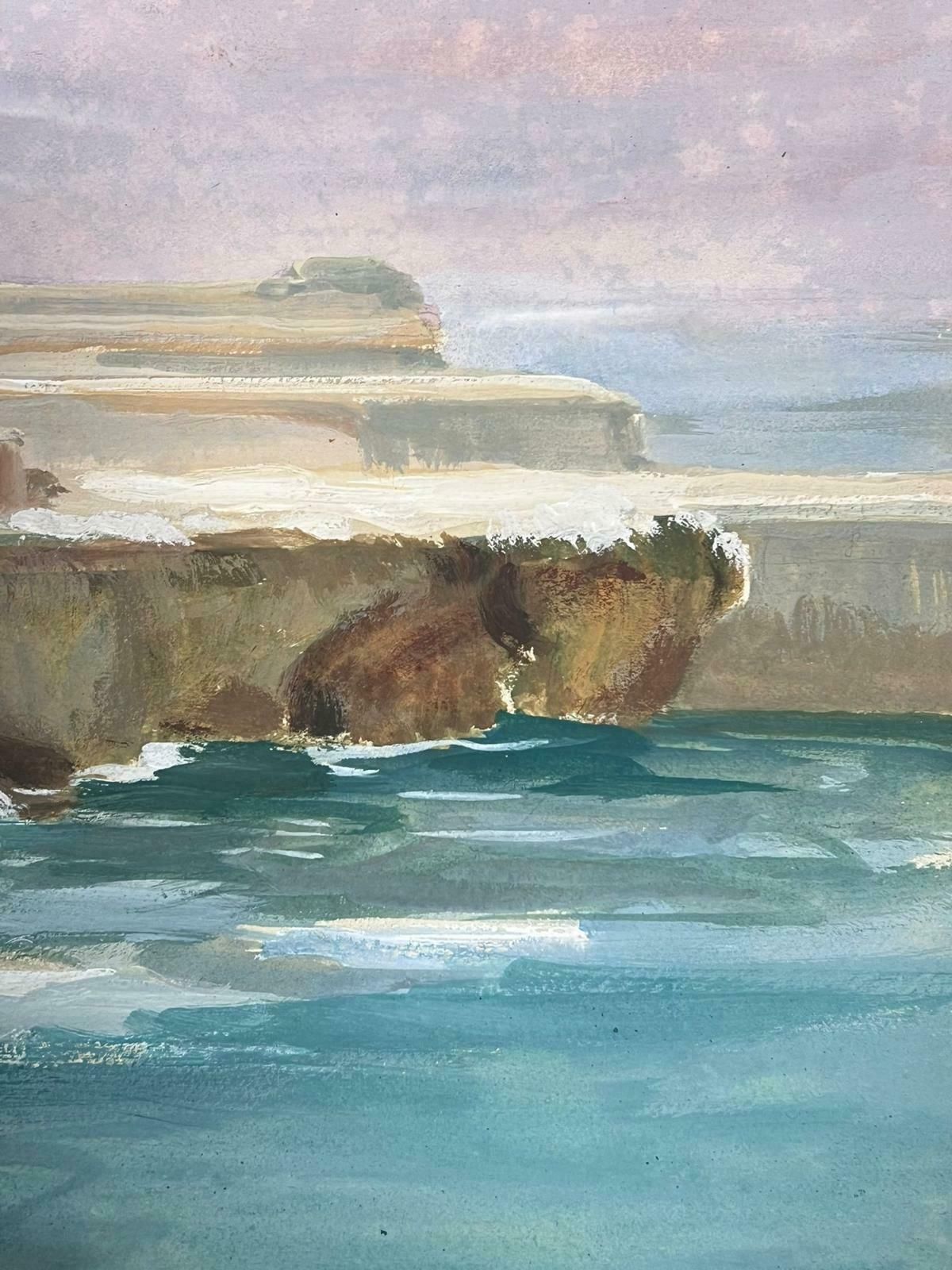 Louise Alixcoastal Cliffs Blue Sea French Impressionist Gouache Landscape1940's photo 606.0