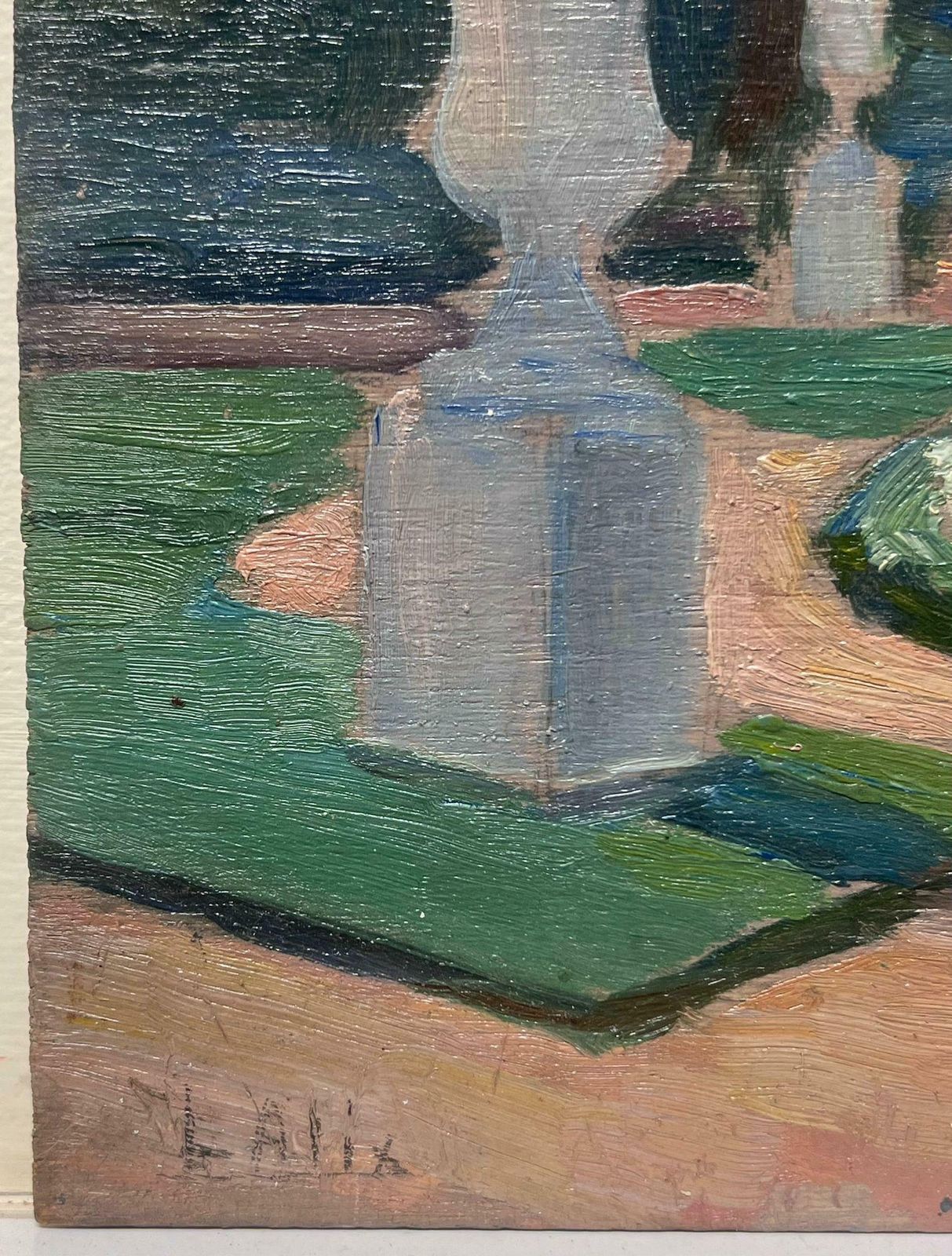 Louise Alix1950's French Park Gardens With Flower Beds & Stone Urns Fine Original Oil 1940's photo for sale