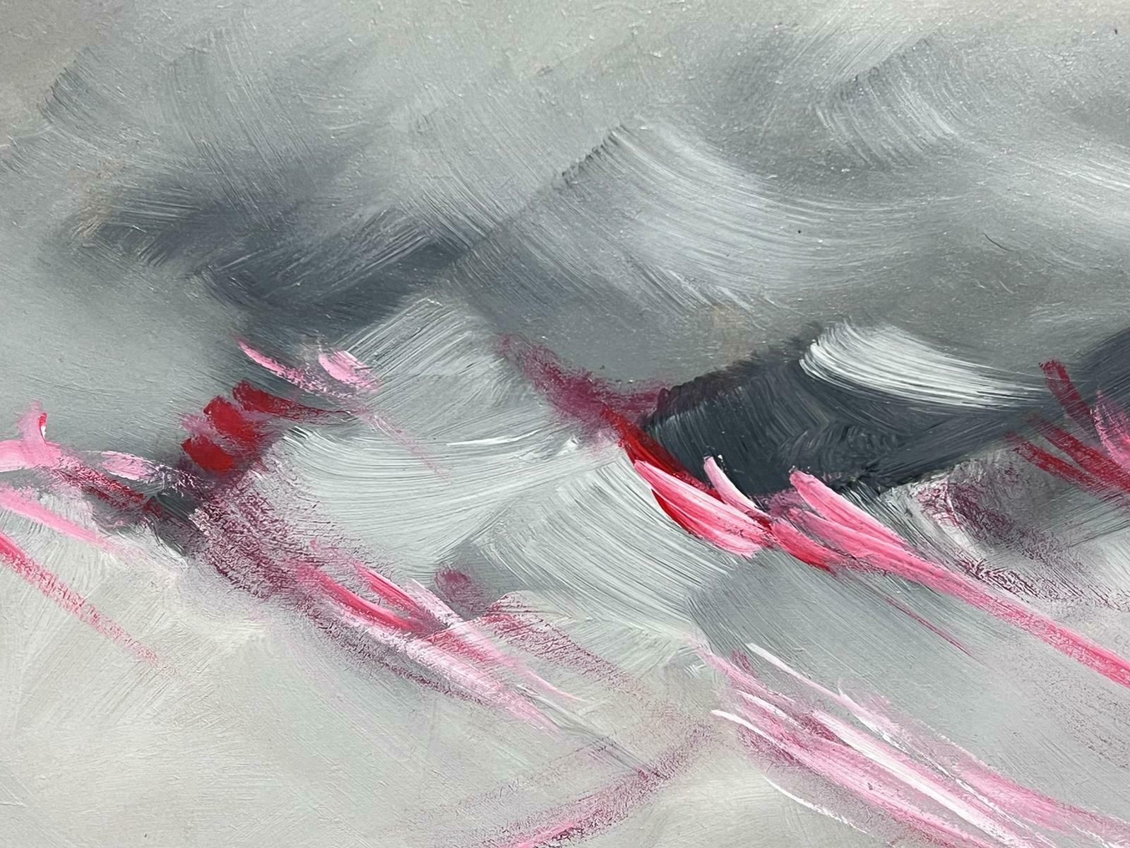 Gerard Guegueniatfrench Abstract Expressionist Signed Oil Pink & Grey Swirls photo for sale