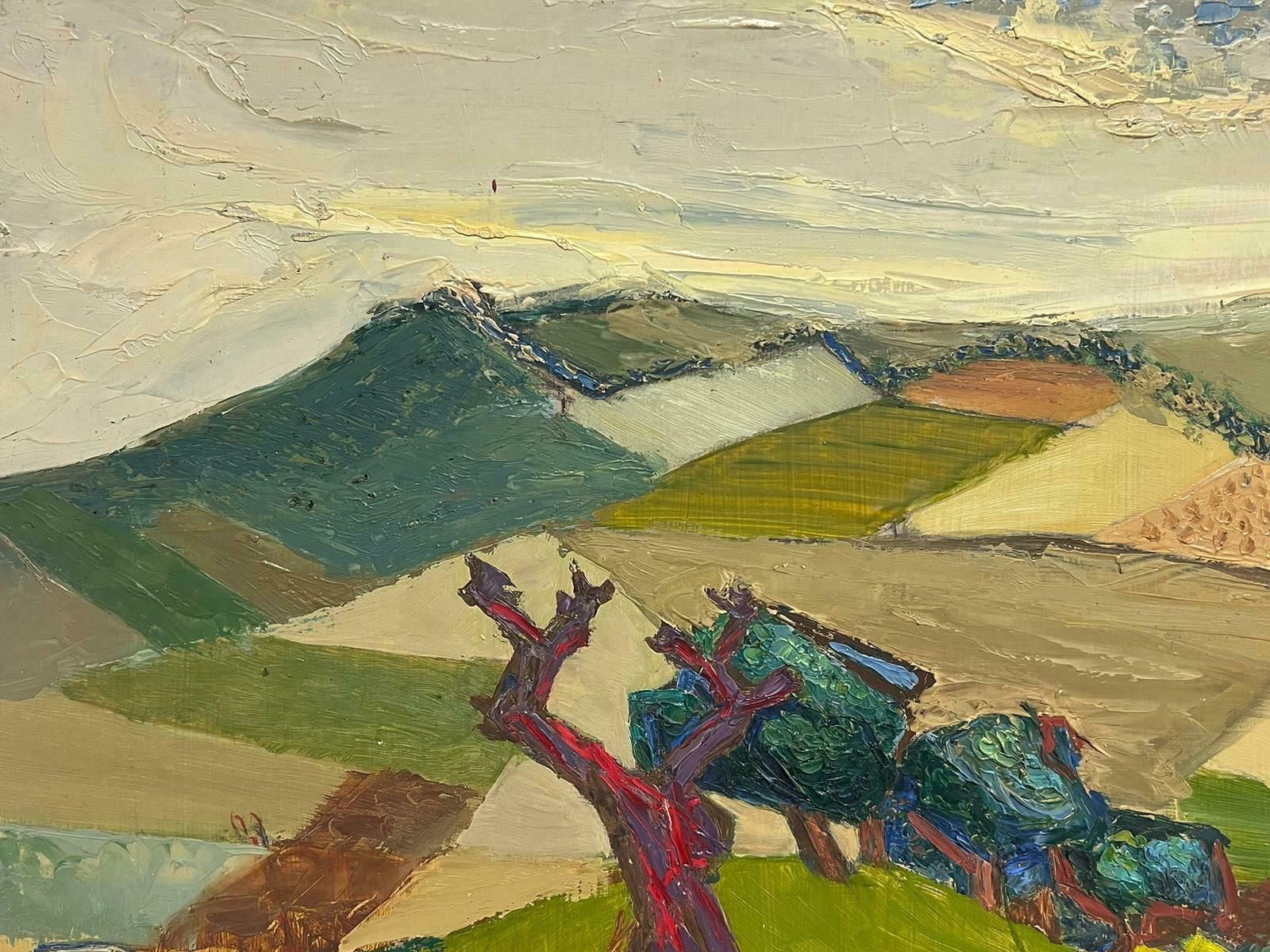 Josine Vignonmid Century French Cubist Expressionist Rural Fields Landscape Oil Painting1950's photo furniture
