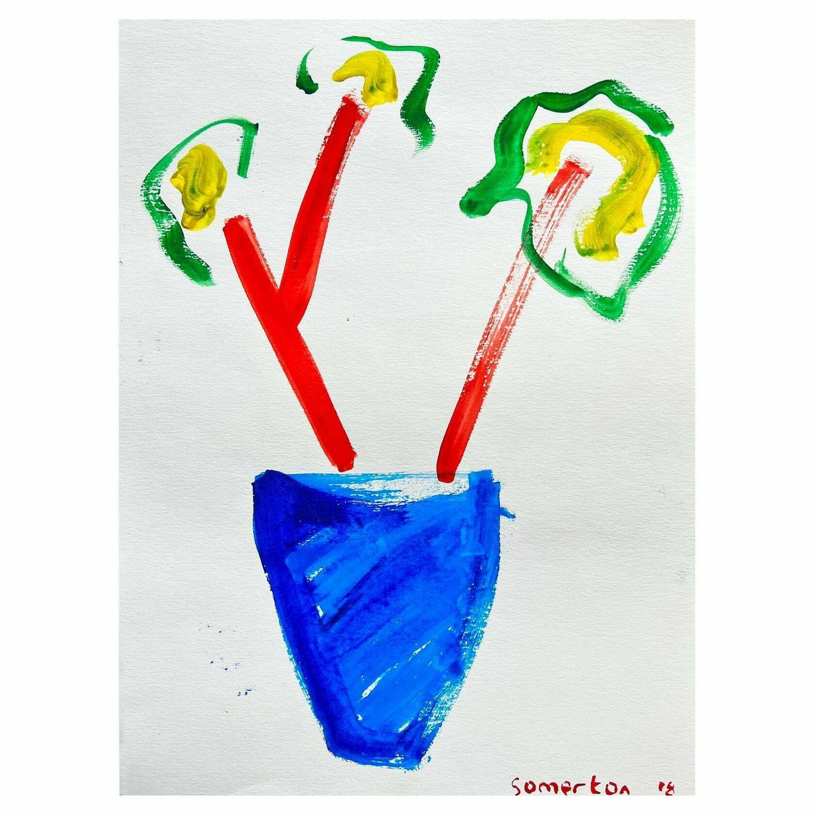Robert Somertonabstract Expressionist British Original Watercolor Painting Shapes Patterns C. 2022
