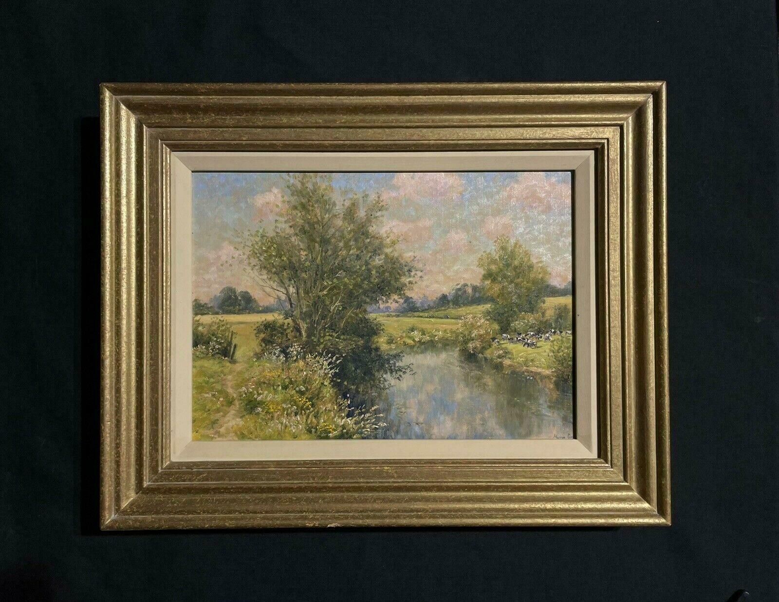 Mervyn Goodesummer Cloud Reflections On The River Original 20th Century British Oil Painting photo furniture