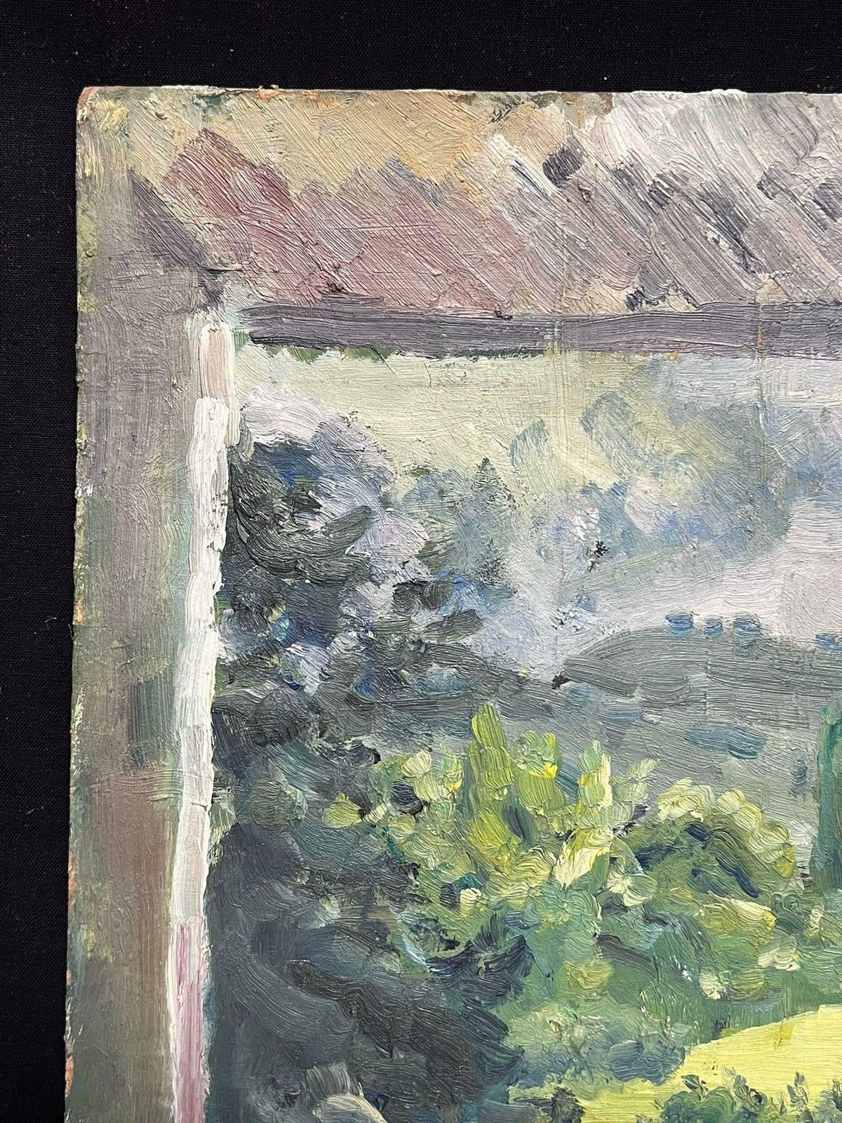 Regine Davidwindow View Of Verdant Landscape Expressive Oil Painting1950's photo Art