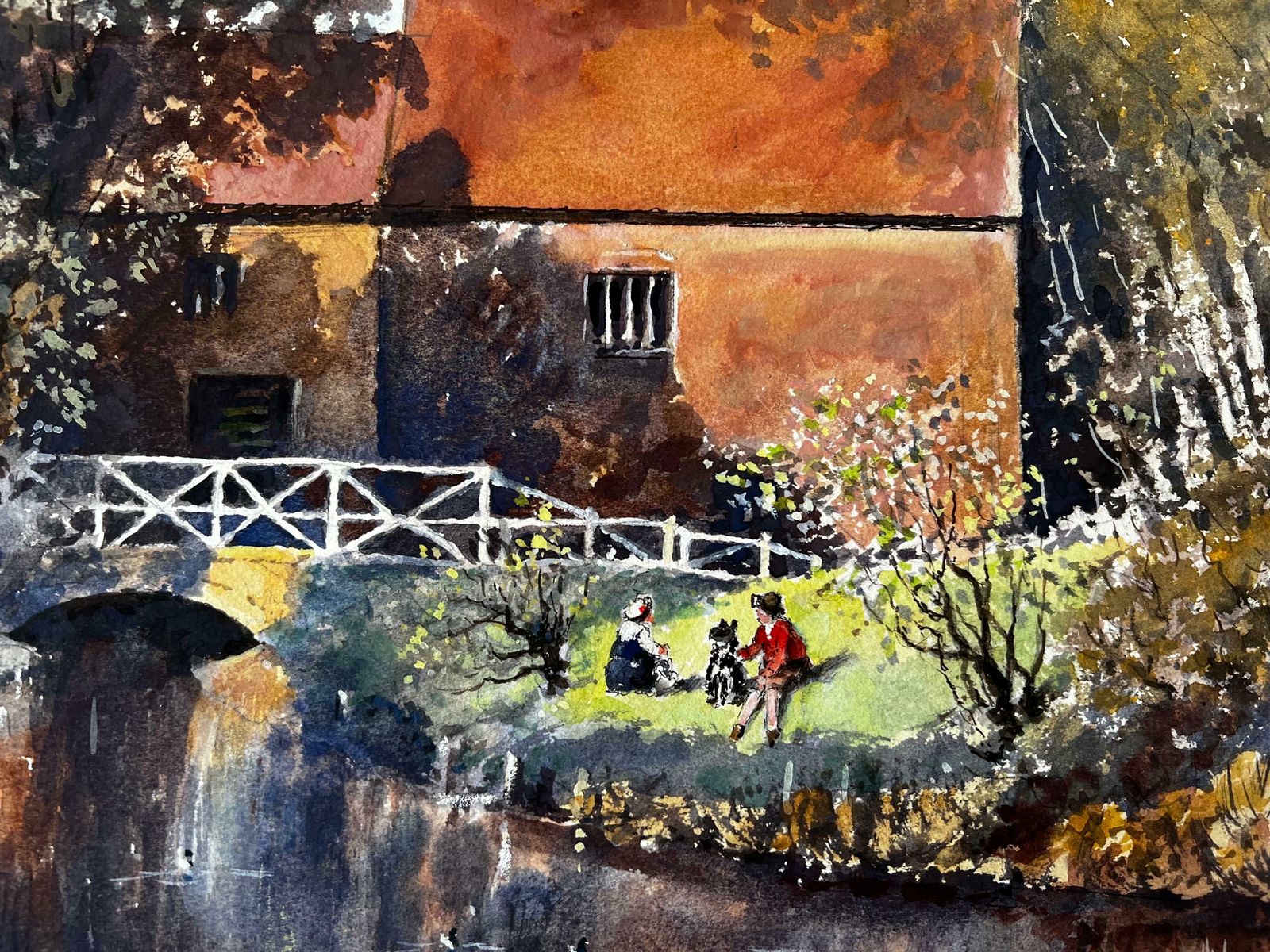 Norman A Olleyautumnal River Bridge Landscape Refelection By The Mill Pond photo Art