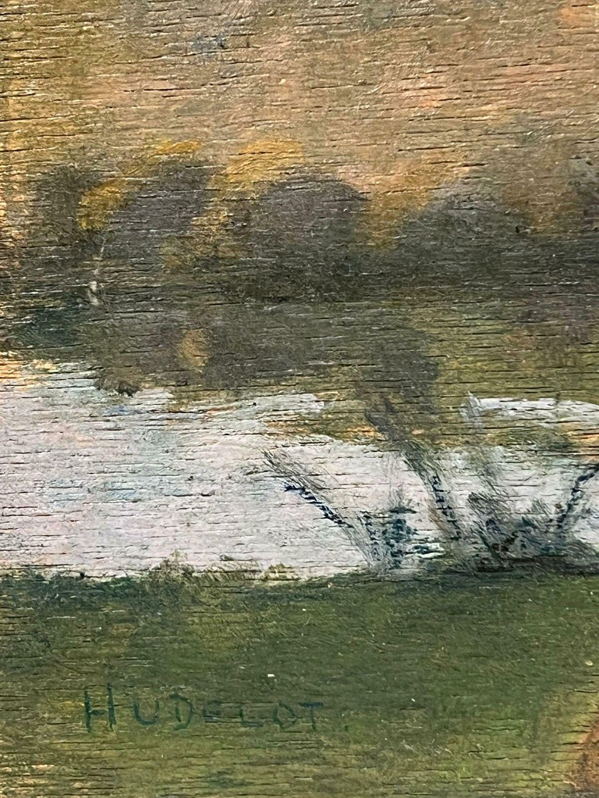 Contemplative Fisherman By River Oil Painting Early 20th C. French Impressionist photo for sale