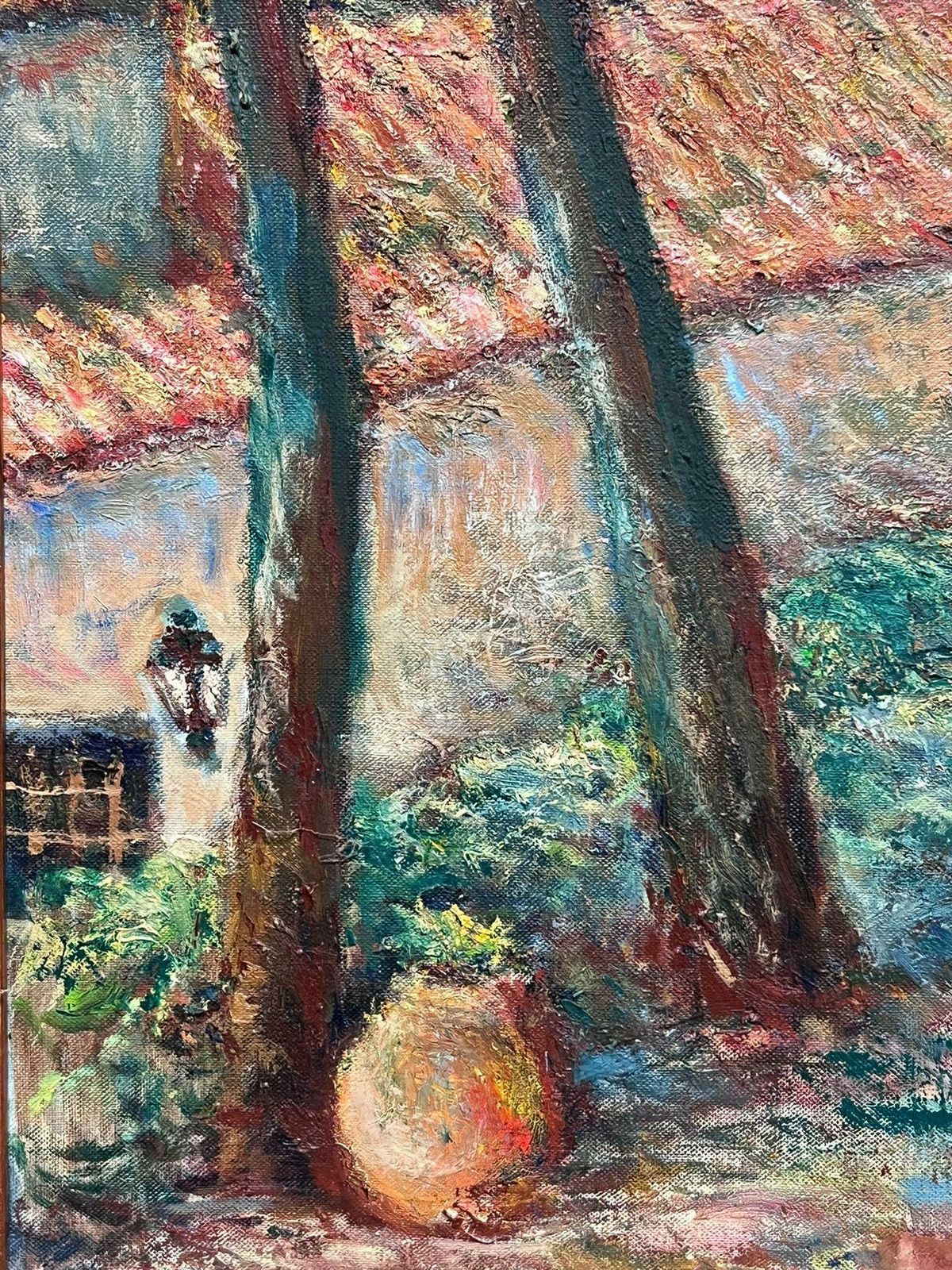 Auguste Valeremediterranean Provencal Landscape Trees & Red Roof Houses Signed French Oil photo Art