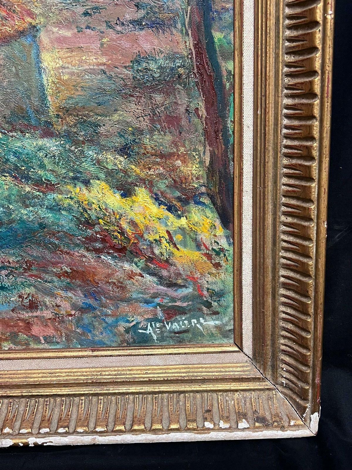 Auguste Valeremediterranean Provencal Landscape Trees & Red Roof Houses Signed French Oil photo buy