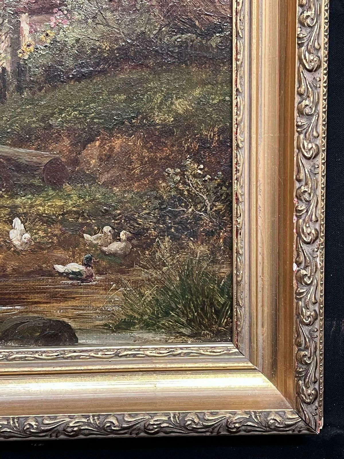 T.Stevens19th Century Country Children Playing By A Stream Victorian English Painting photo for sale