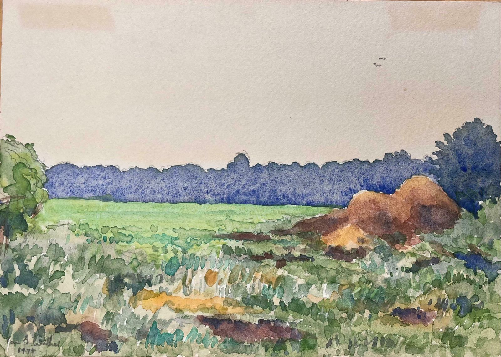 Ian G. Walker Finely Detailed British Watercolor Topographical The Top Of Dunsmore Lane1974