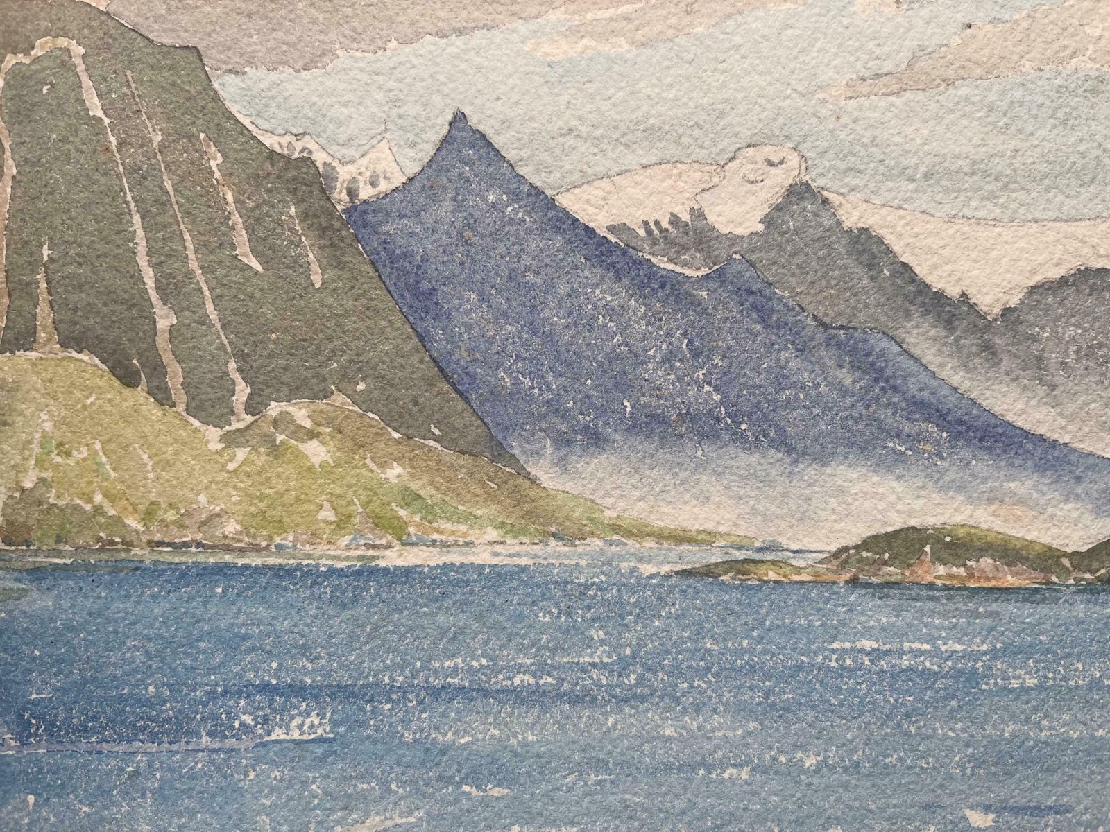 Ian G. Walkerfinely Detailed British Watercolor Topographical Of The Svartisen Glacier1966 photo Art