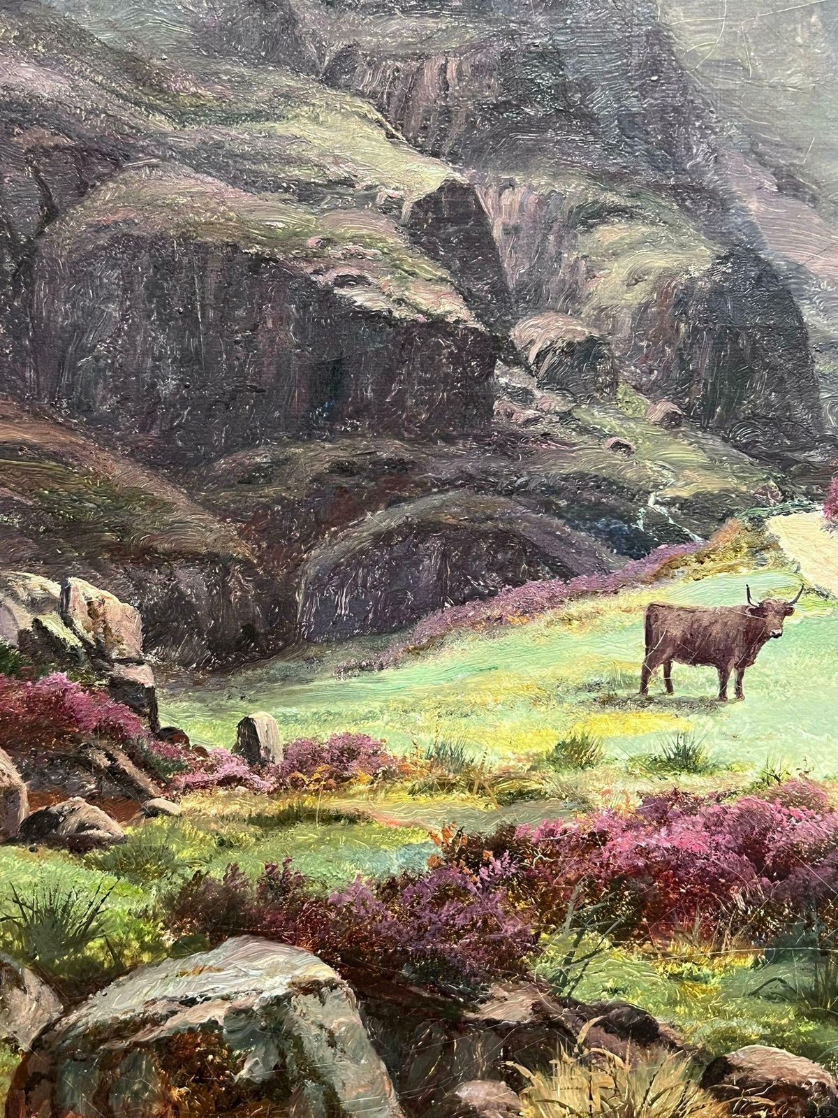 Edwin Longstaffehighland Cattle In Majestic Mountain Landscape Victorian Oil Painting Glencoe photo vinterior