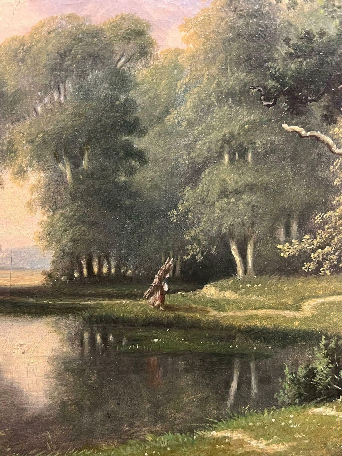 French School19th Century French Romantic Serene Woodland By The River Signed Oil Painting1855 photo 804.0