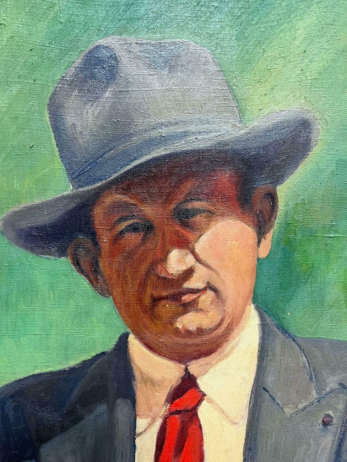 Colbert Cassan1950's Self Portrait Of The Artist In Hat French Signed Oil Painting On Canvas1952 photo 911.0