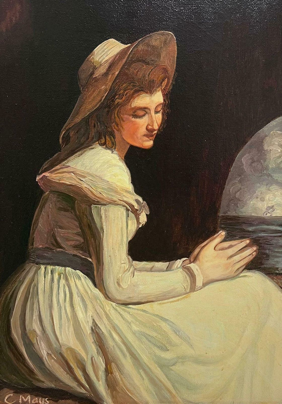 20th Century British Schoolportrait Of Emma Hamilton Lord Nelson's Mistress British Oil Painting Framed