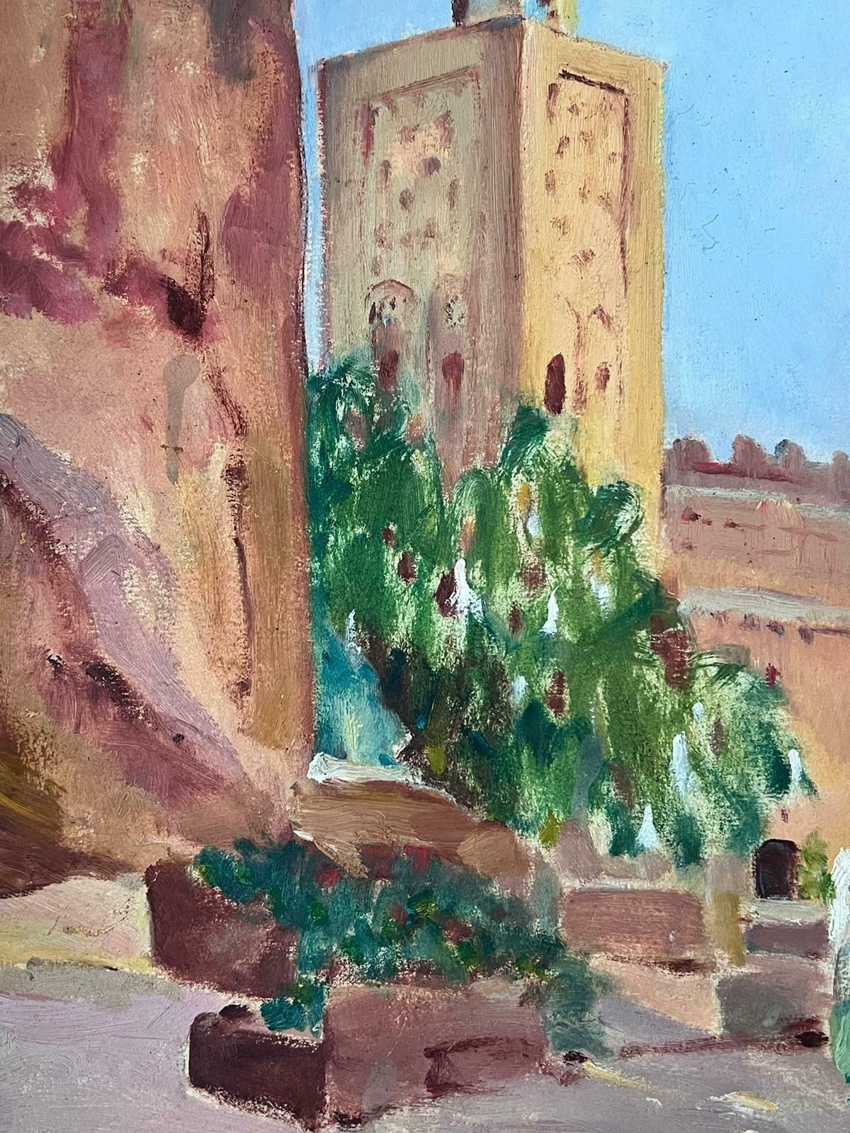 Louise Alix1930's French Impressionist Oil Signed Bell Tower And Figure Town1940's photo for sale