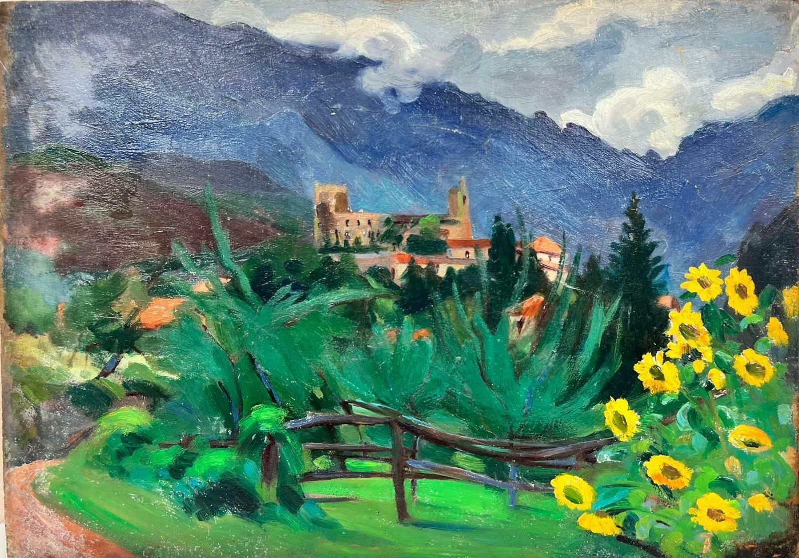 Suzanne Crochet1930's French Post Impressionist Oil Painting Provencal Landscape Sunflowersc. 1930's