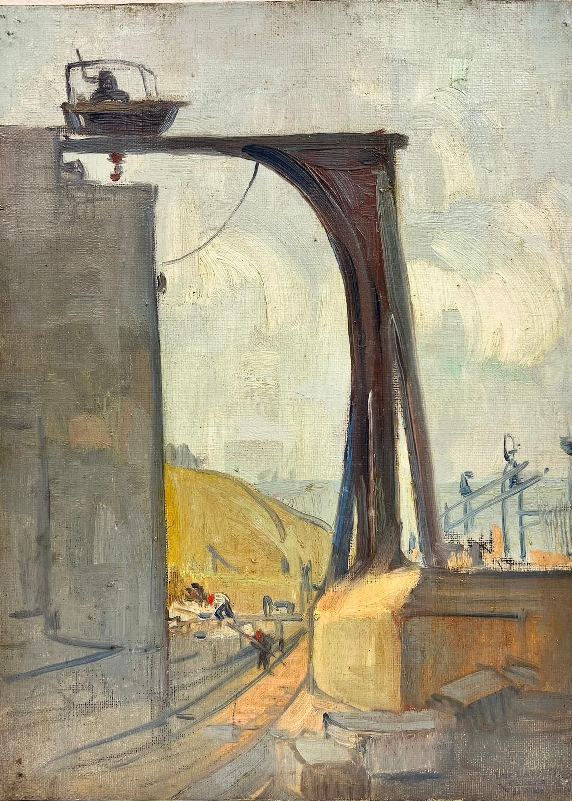 Luc Lapnet1930’s Belgian Oil Bridge Aqueduct Building In Landscape, Original Oil