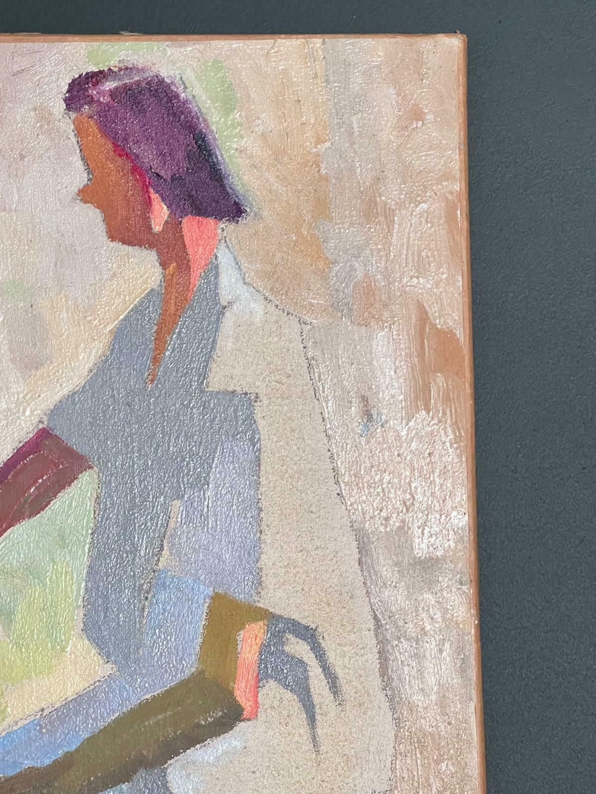 Jean Dulac1950s French Post Impressionist Oil Painting Self Portrait Artist At Easel photo vinterior
