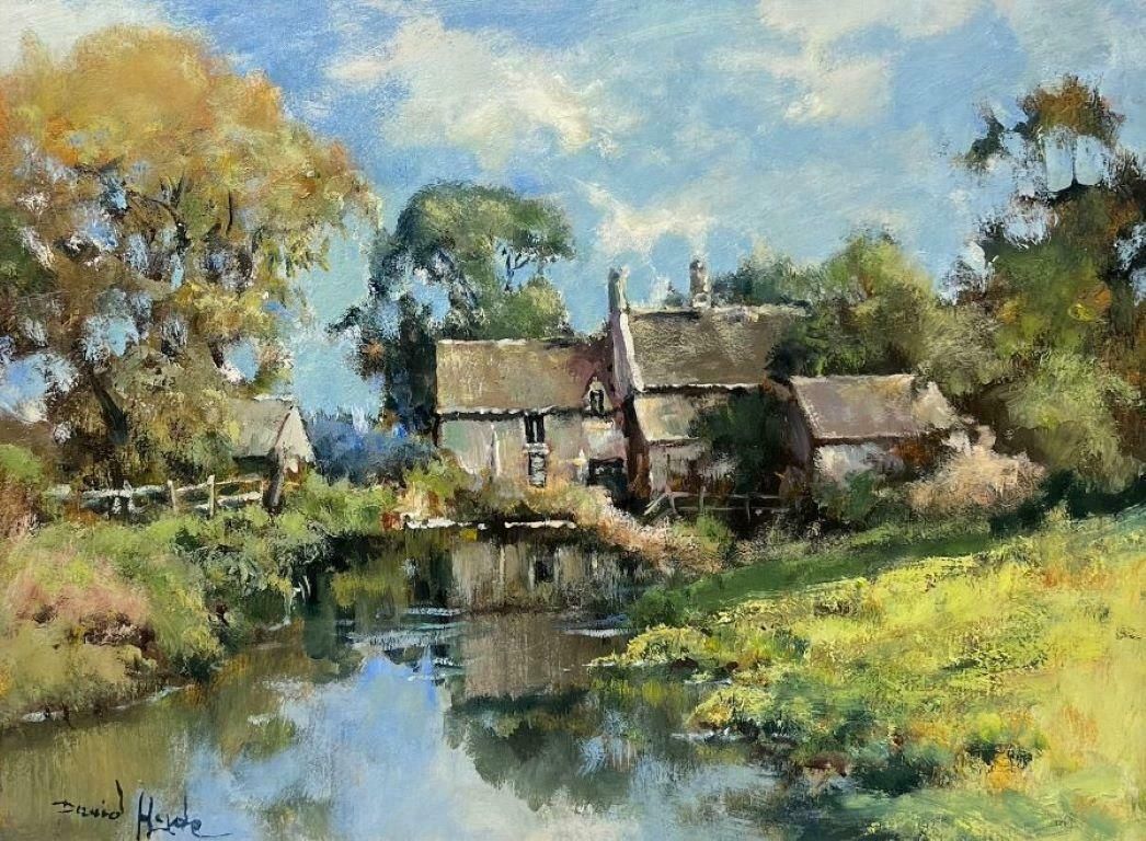 David Hydeenglish Impressionist Signed Oil Painting Water Mill House In Summer Meadowsc.2000 photo furniture