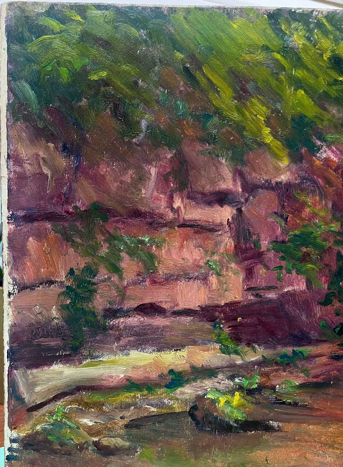 Regine Davidmid 20th Century 1950's French Post Impressionist Oil Rocky River Gorge1950's photo for sale