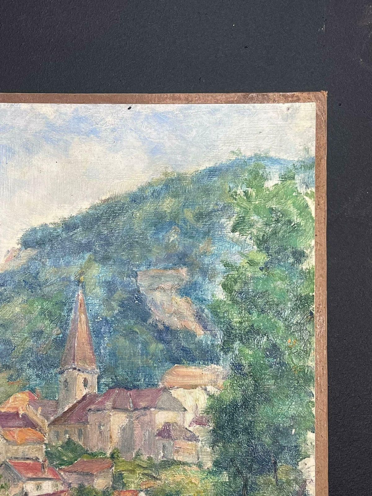 Regine Davidmid 20th Century 1950's French Post Impressionist Oil River Landscape Old Town1950's photo buy