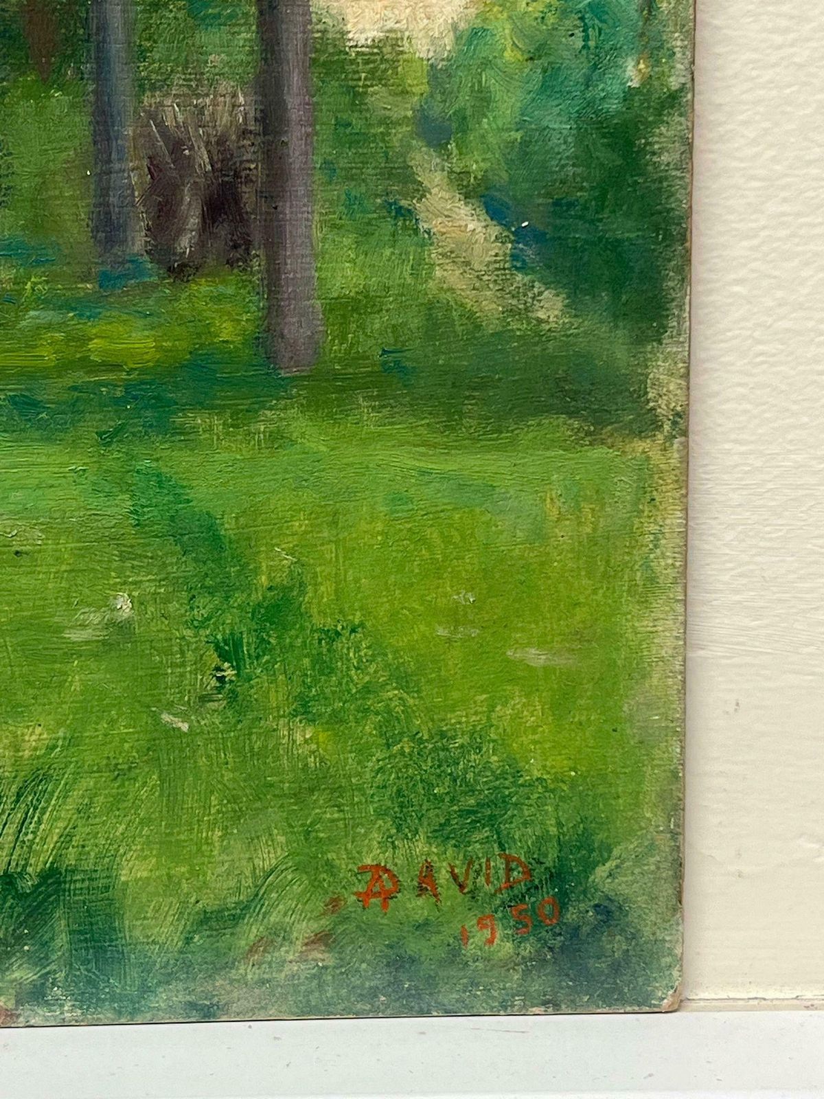 Regine Davidmid 20th Century French Impressionist Oil Farm Buildings In Sunny Green Fields1950's photo 758.0