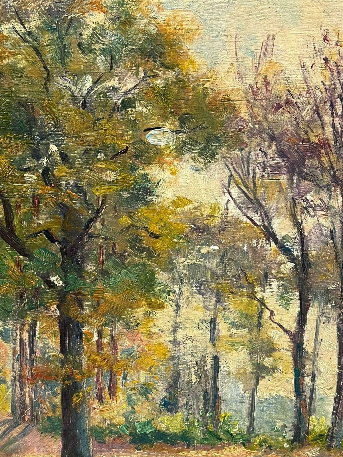 Regine Davidmid 20th Century French Impressionist Oil Dappled Light Golden River Landscape1950's photo vinterior