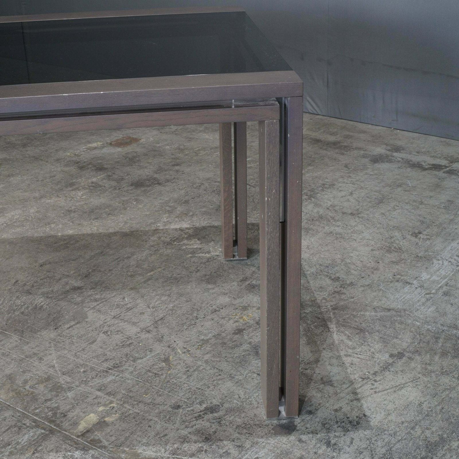 Roche Bobois Anthracite And Smoked Glass Box Dining Table photo vintage