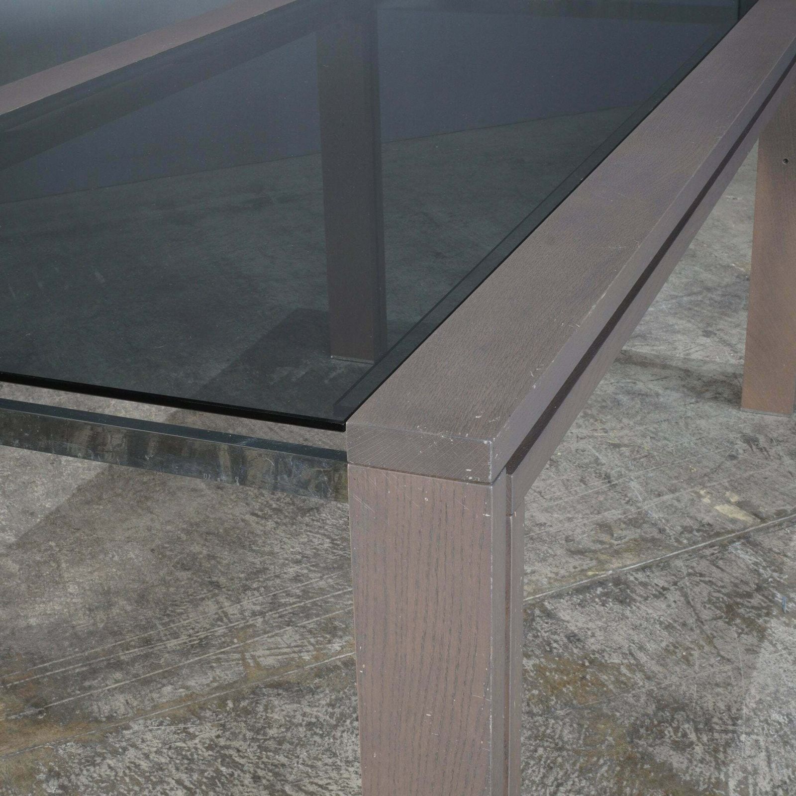 photo for sale Roche Bobois Anthracite And Smoked Glass Box Dining Table