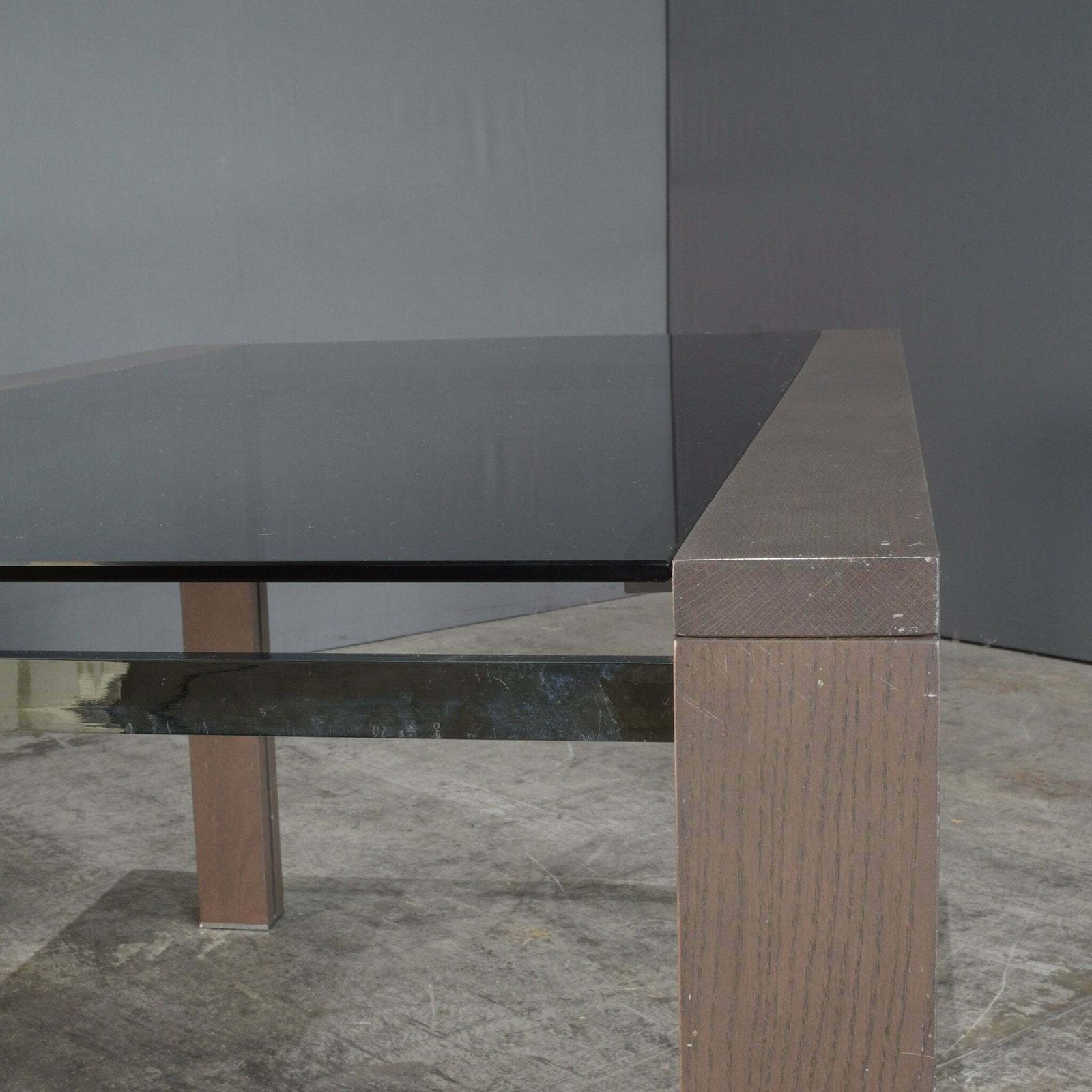 Furniture Roche Bobois Anthracite And Smoked Glass Box Dining Table photo