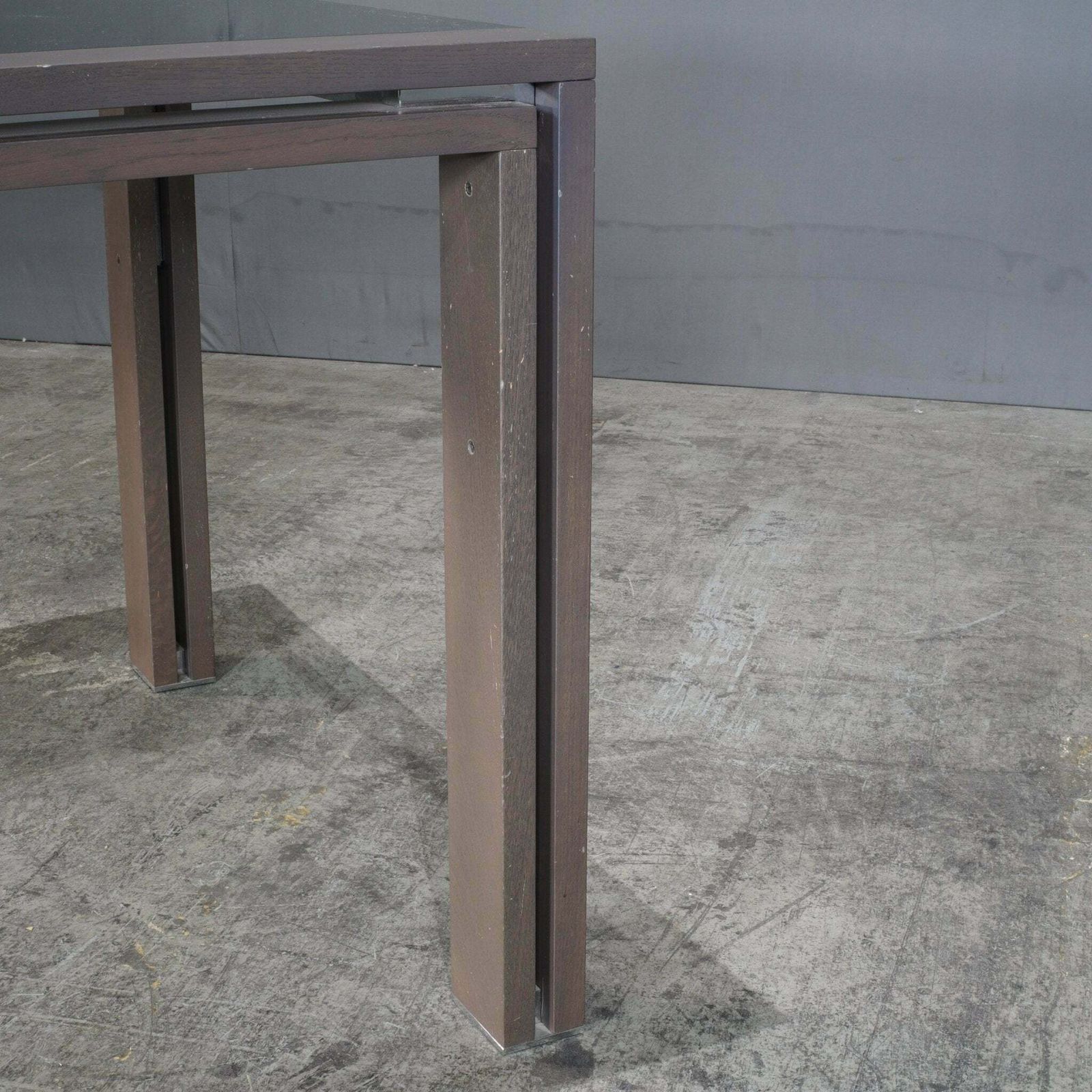 1260.0 Roche Bobois Anthracite And Smoked Glass Box Dining Table photo