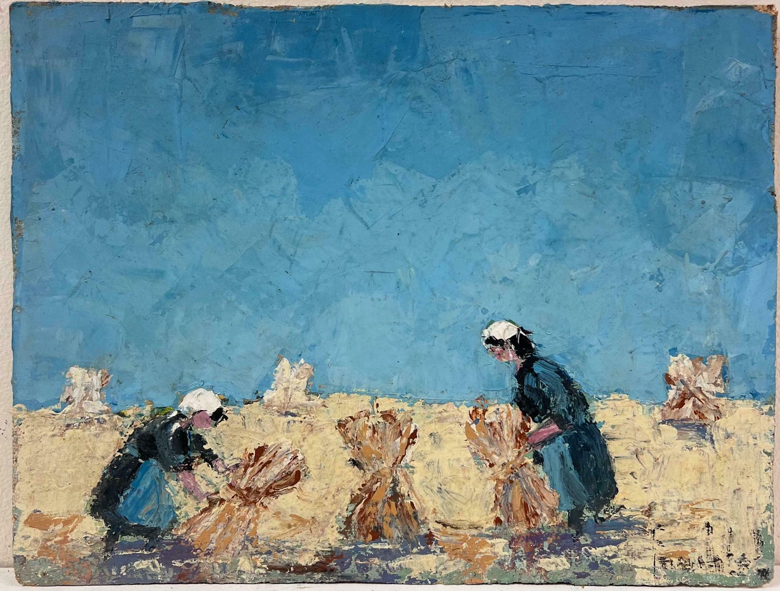 Fanch Lelmaids Gathering The Golden Sheaves Under The Blue Sky French Oil Painting20th Century photo furniture