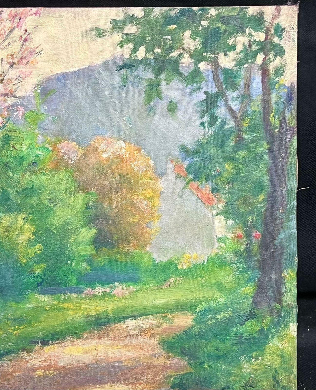 Regine Davidmid 20th Century 1950's French Post Impressionist Oil Golden Light Country Lane1950's photo Art