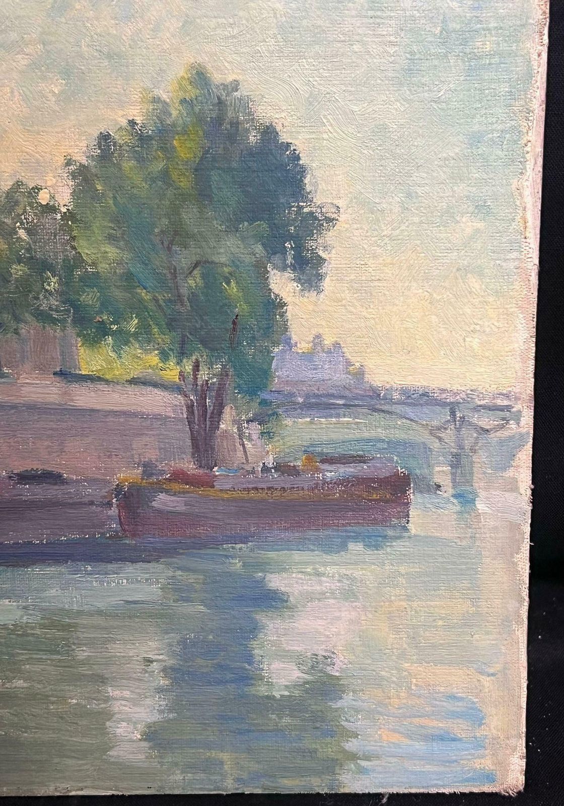 Regine Davidmid 20th Century 1950's French Post Impressionist Oil Riverside Town Buildings1950's photo 657.0