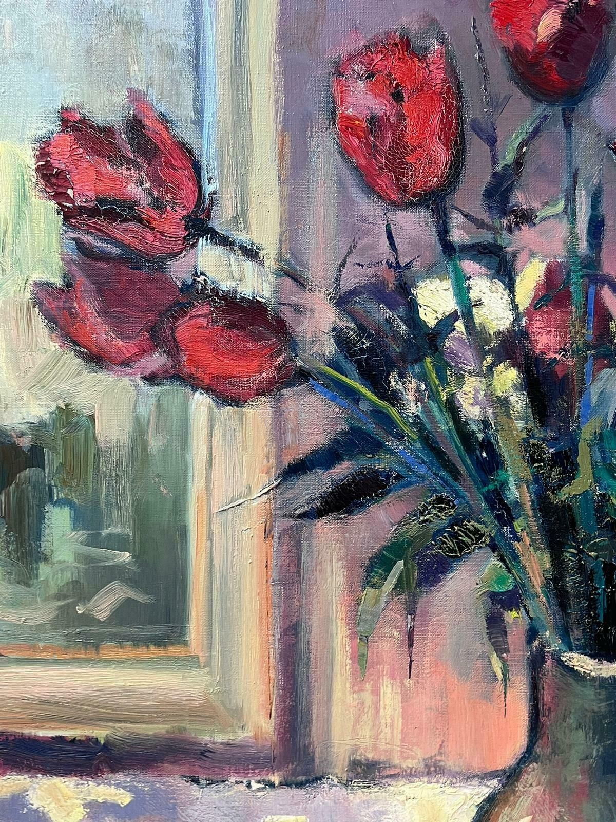 Guy Benardlarge French Post Impressionist Signed Oil Tulips, Apples & Pears Still Life photo buy