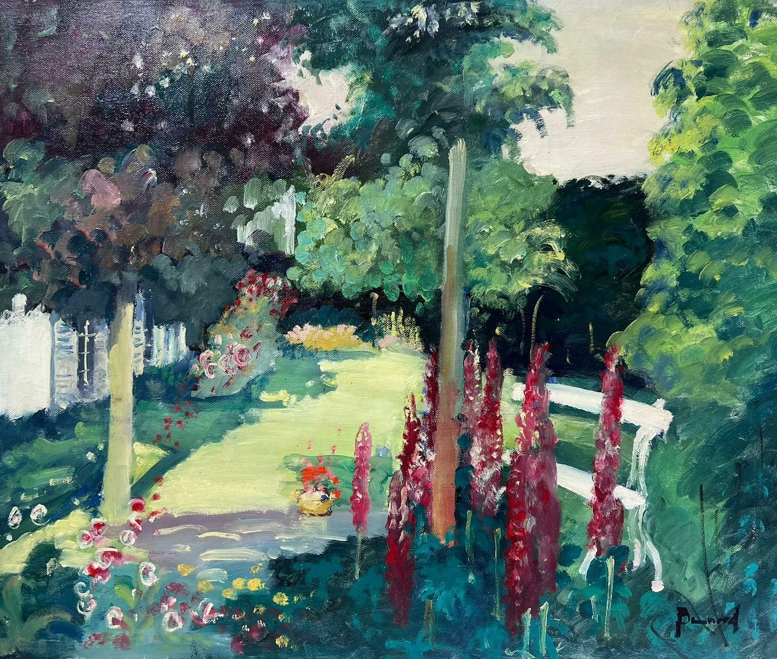 Guy Benardthe Artists Garden Signed Original French Impressionist Oil Painting