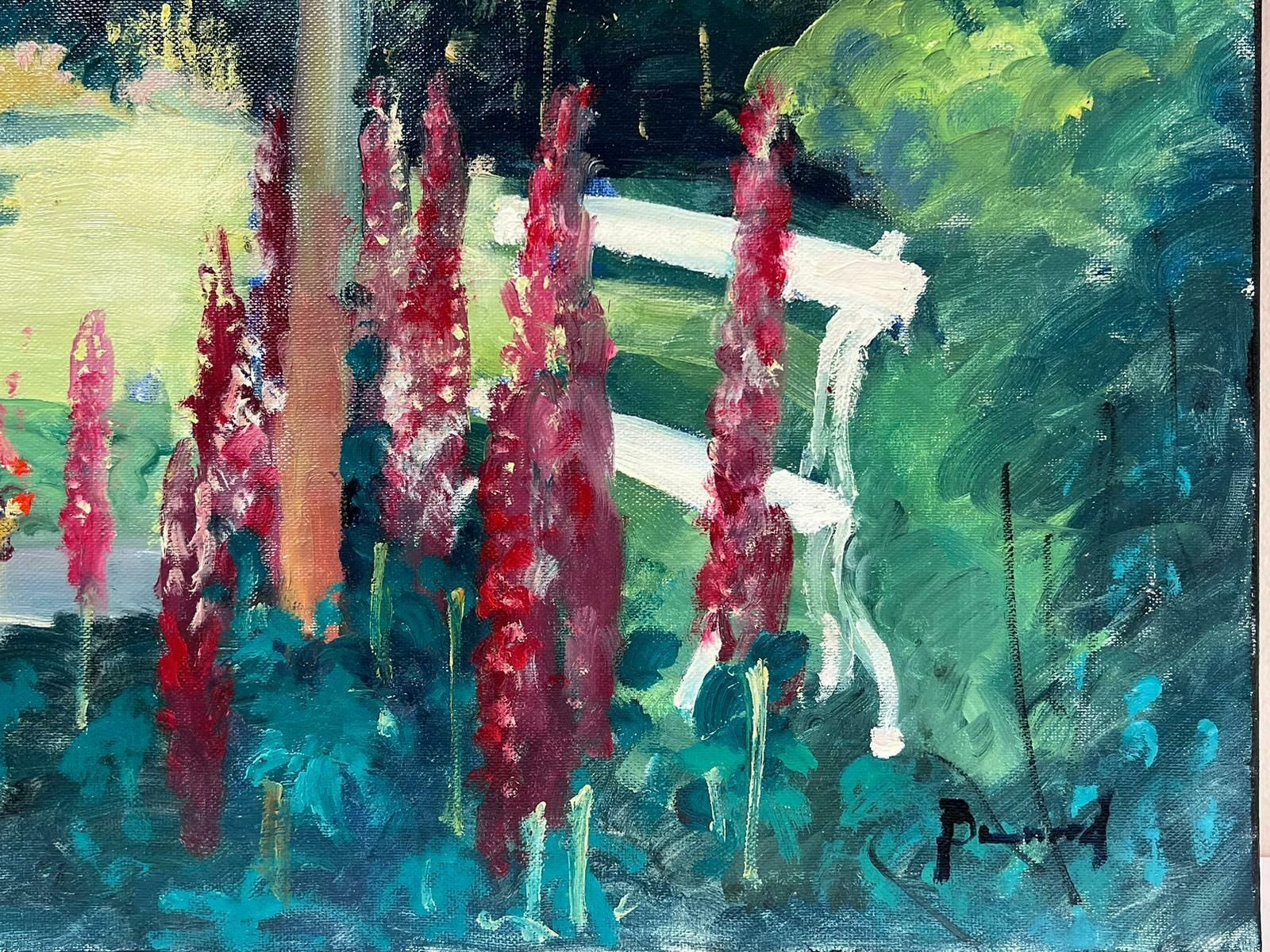 Guy Benardthe Artists Garden Signed Original French Impressionist Oil Painting photo Art